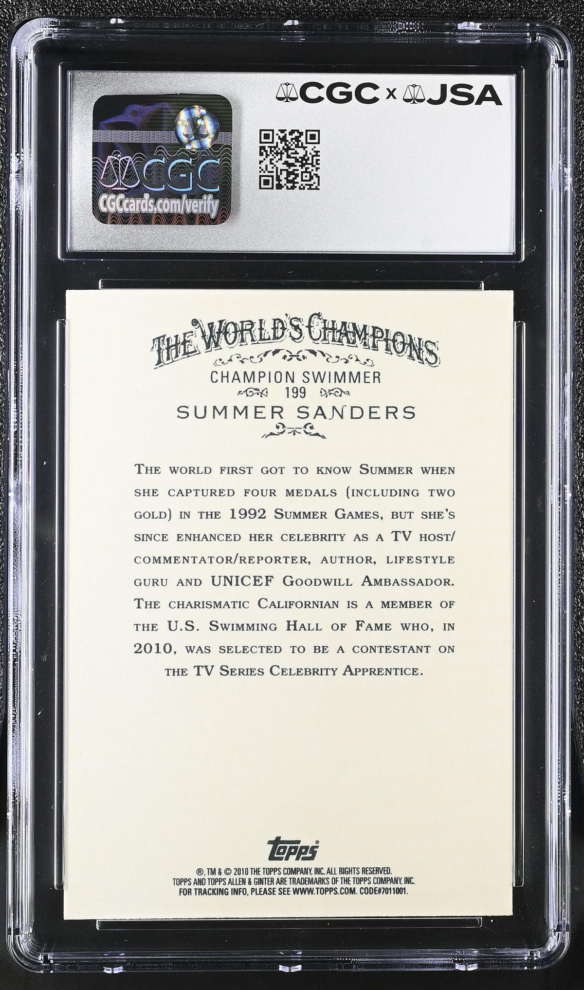2010 Topps Allen & Ginter Summer Sanders #199 Auto Autograph CGC Authentic JSA