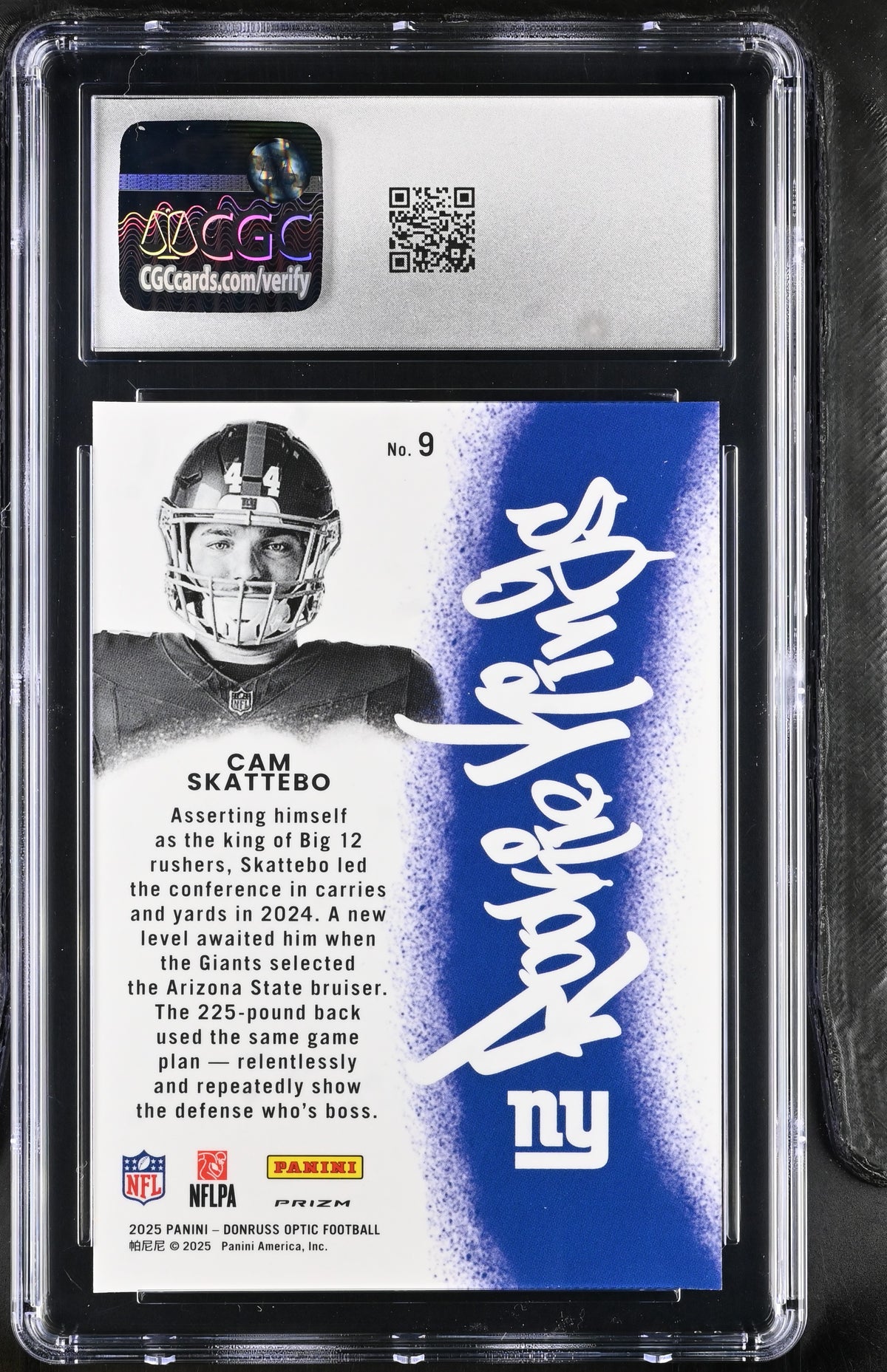 2025 Donruss Optic Cam Skattebo Rookie Kings #9 CGC 9 New York Giants