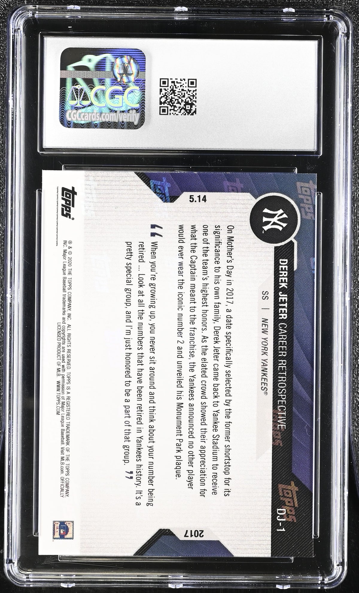 2020 Topps Now Chrome Derek Jeter Jeter Career Retrospective #DJ-1 CGC 10