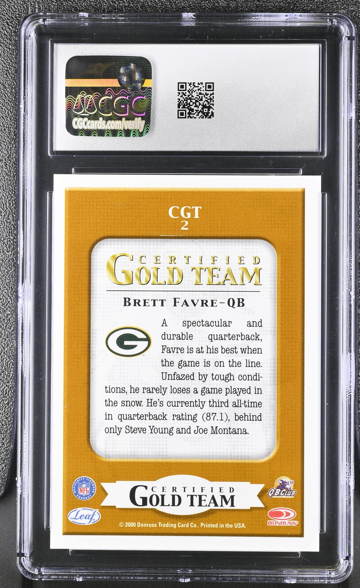 2000 Leaf Certified Brett Favre Gold Team #CGT2 CGC 9 Green Bay Packers