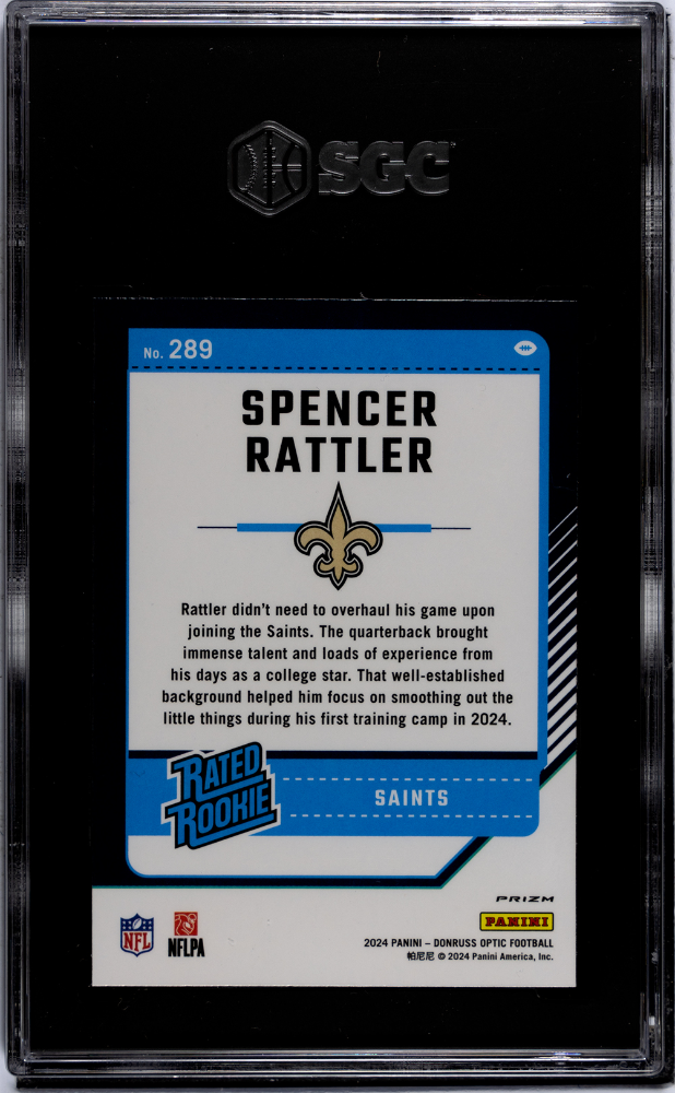 2024 Donruss Optic Spencer Rattler Blue Scope Prizm #289 SGC 9.5