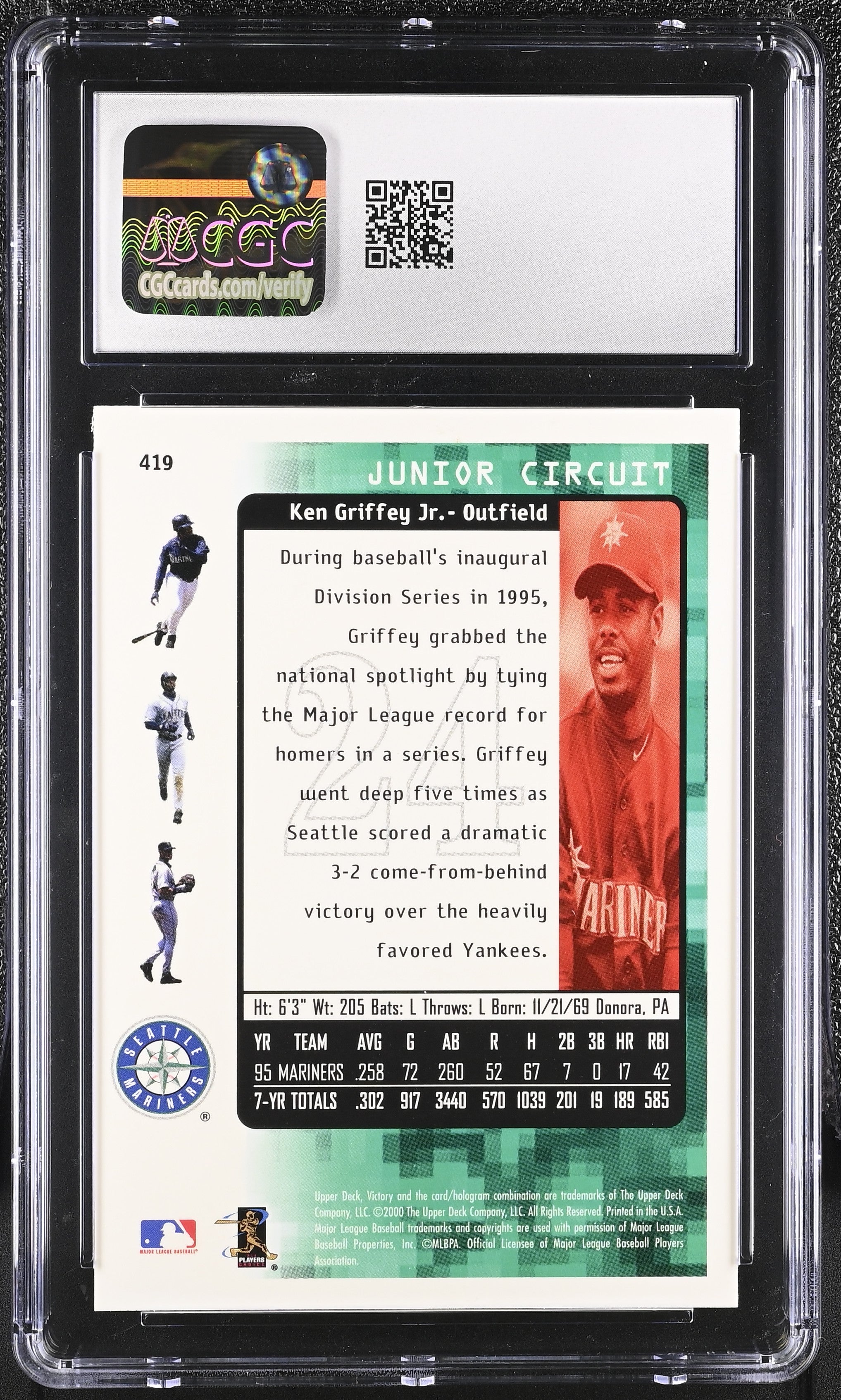 2000 Upper Deck Victory Ken Griffey Jr. #419 CGC 9.5