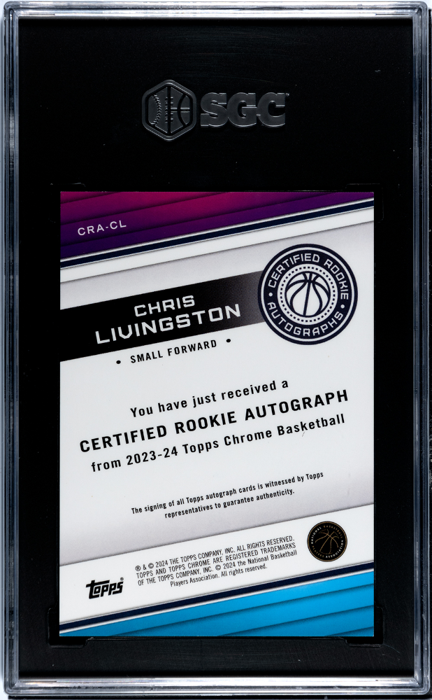 2023 Topps Chrome Chris Livingston Cert. Rookie Autograph Red 5 #CRA-CL SGC 9