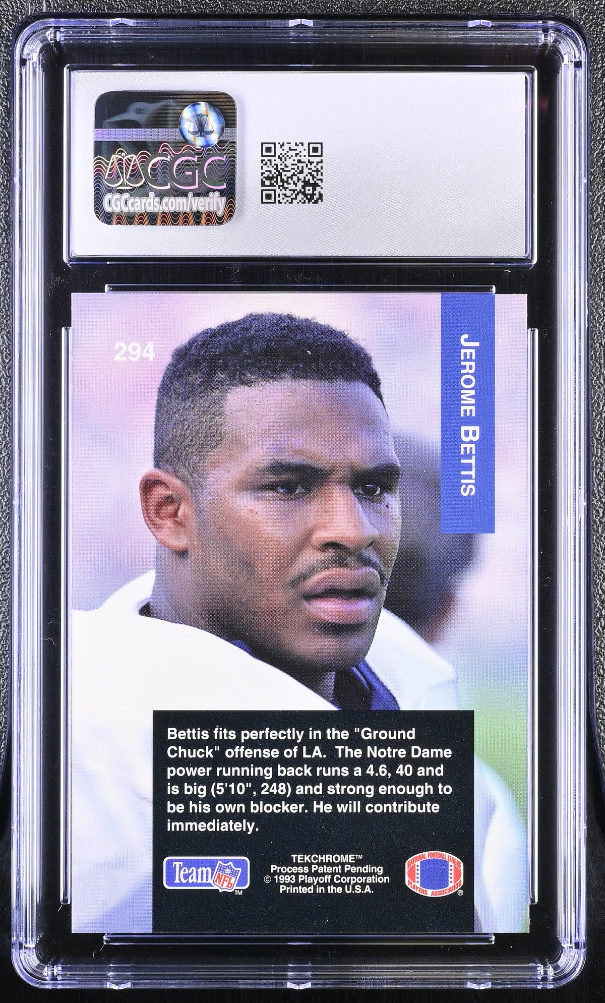 1993 Playoff Jerome Bettis Rookie #294 CGC 9.5 Notre Dame Fighting Irish