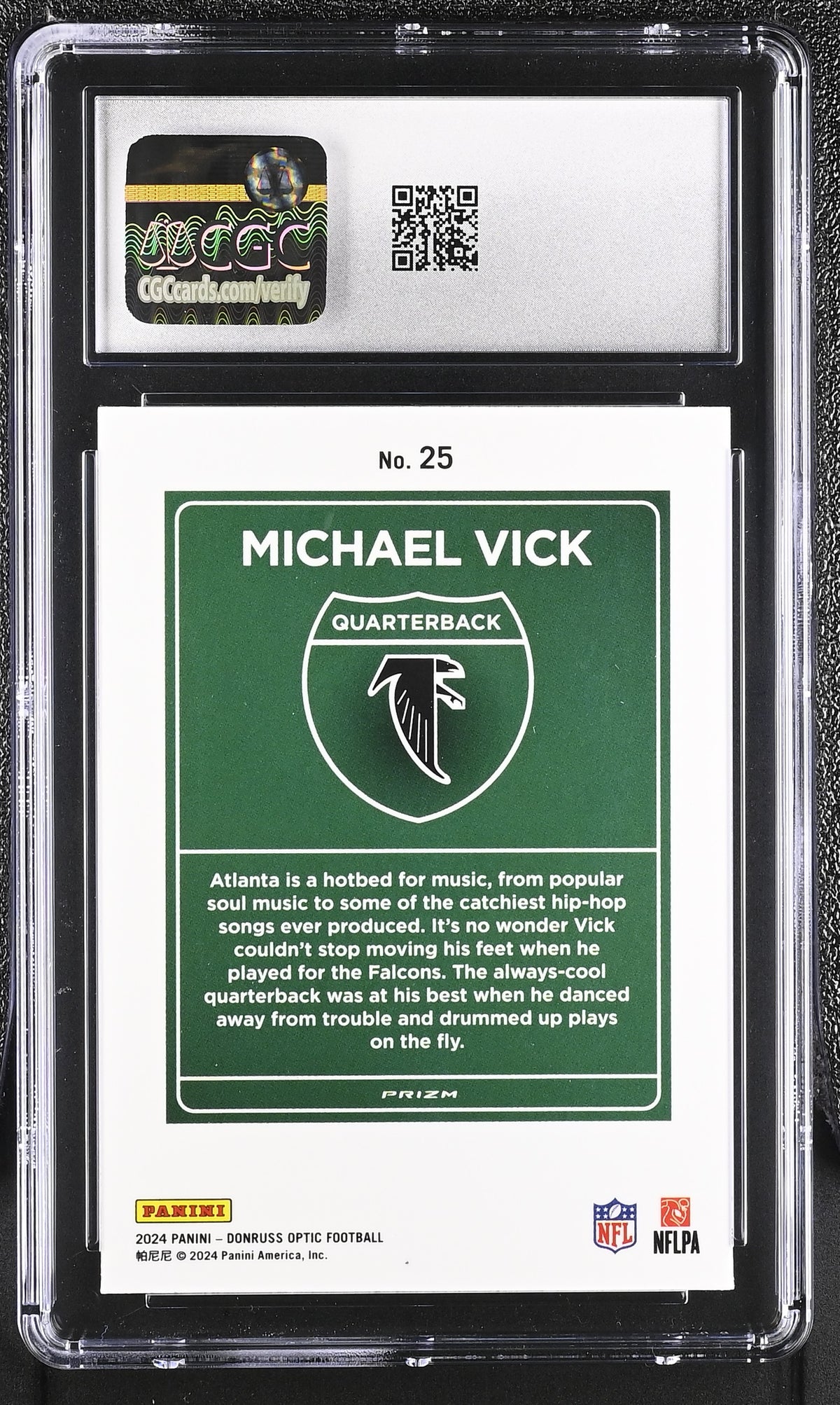 2024 Donruss Optic Michael Vick Downtown #25 CGC 9.5 Atlanta Falcons