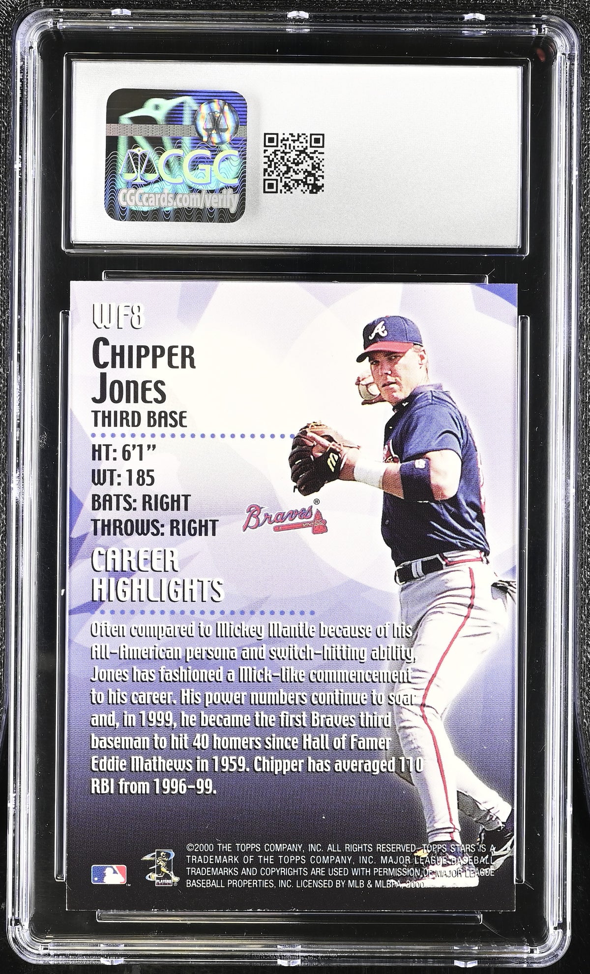2000 Topps Stars Chipper Jones Walk of Fame #WF8 CGC 10 Atlanta Braves