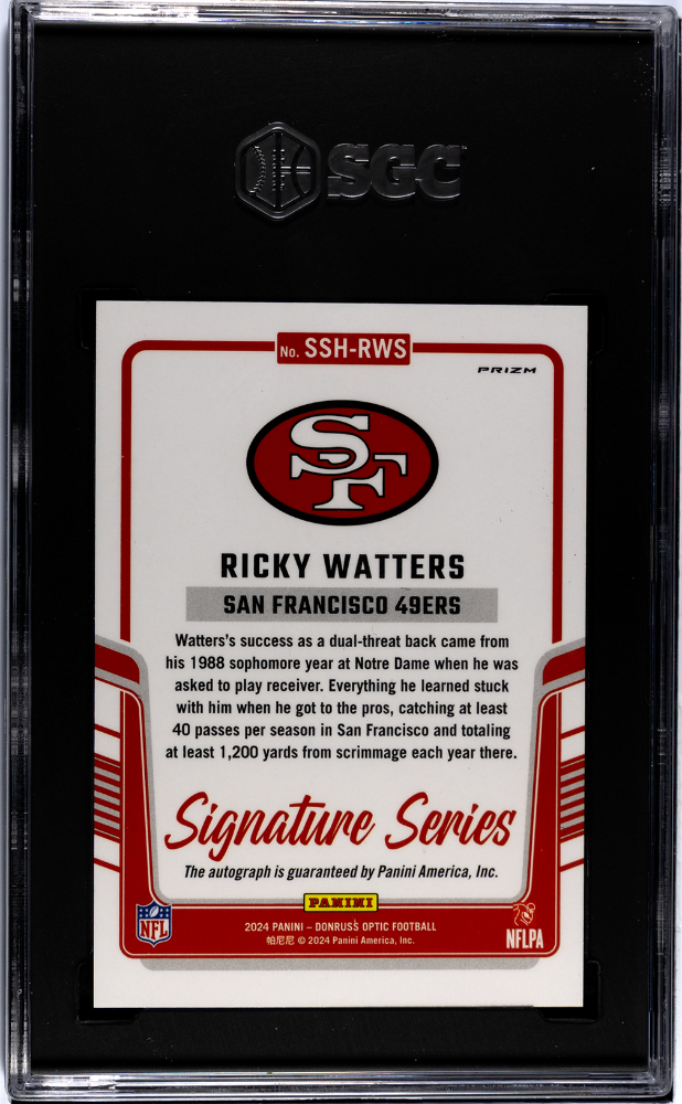 2024 Donruss Optic Ricky Watters Signature Series #SSH-RWS SGC 9 49ers