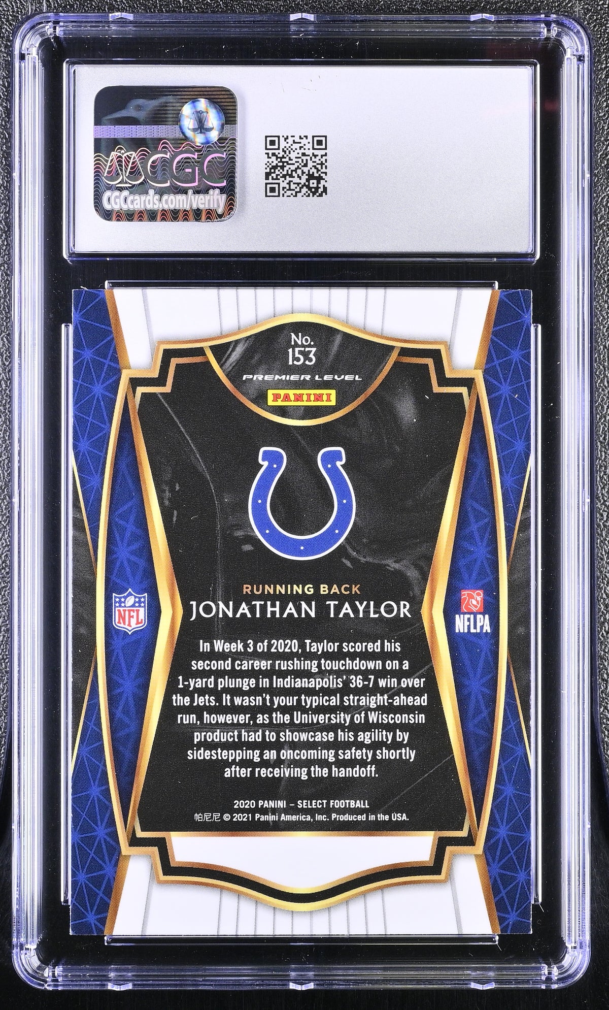 2020 Panini Select Jonathan Taylor Rookie #153 CGC 9.5 Indianapolis Colts