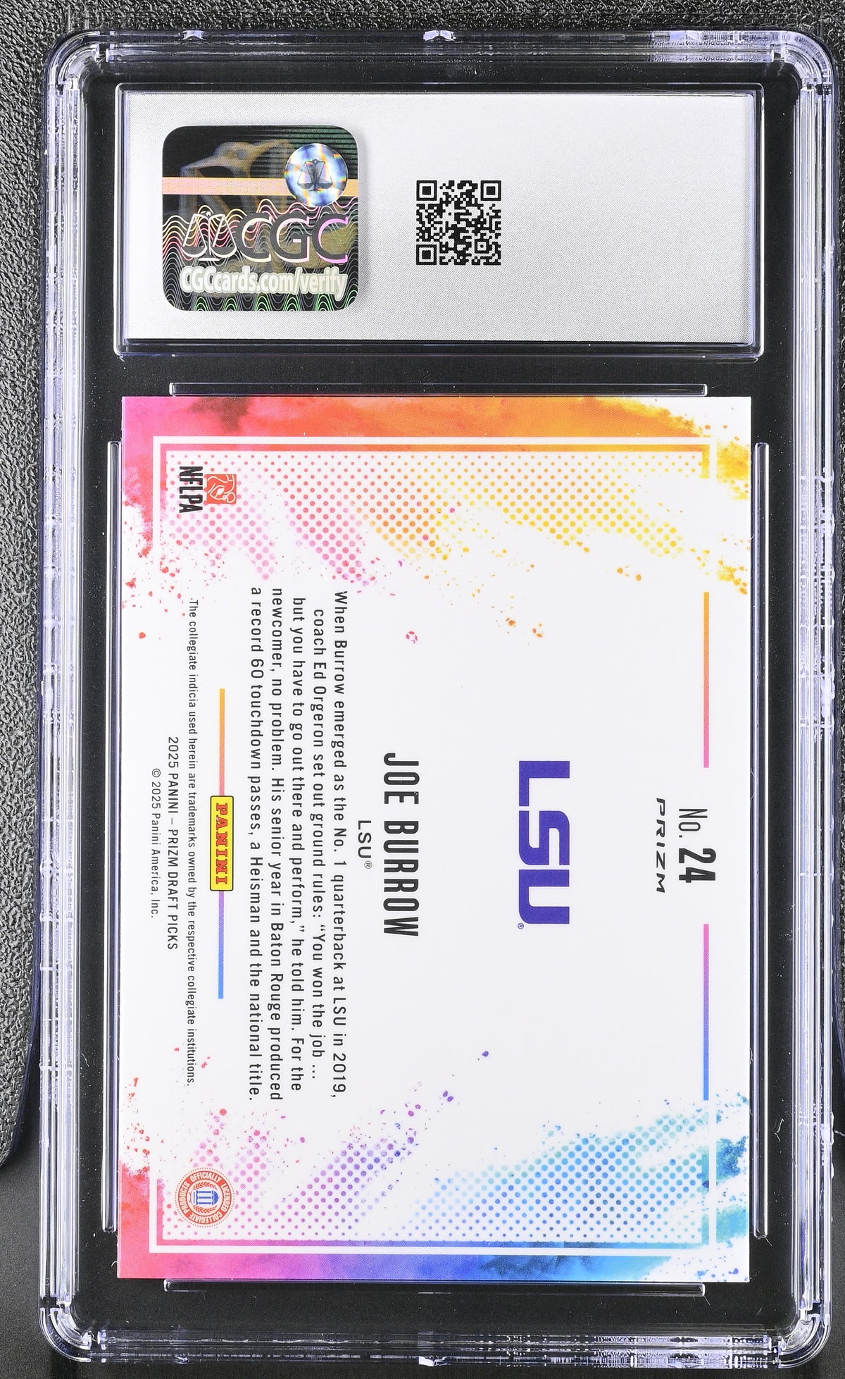 2025 Panini Prizm Draft Picks Joe Burrow Color Blast #24 CGC 10 LSU Tigers