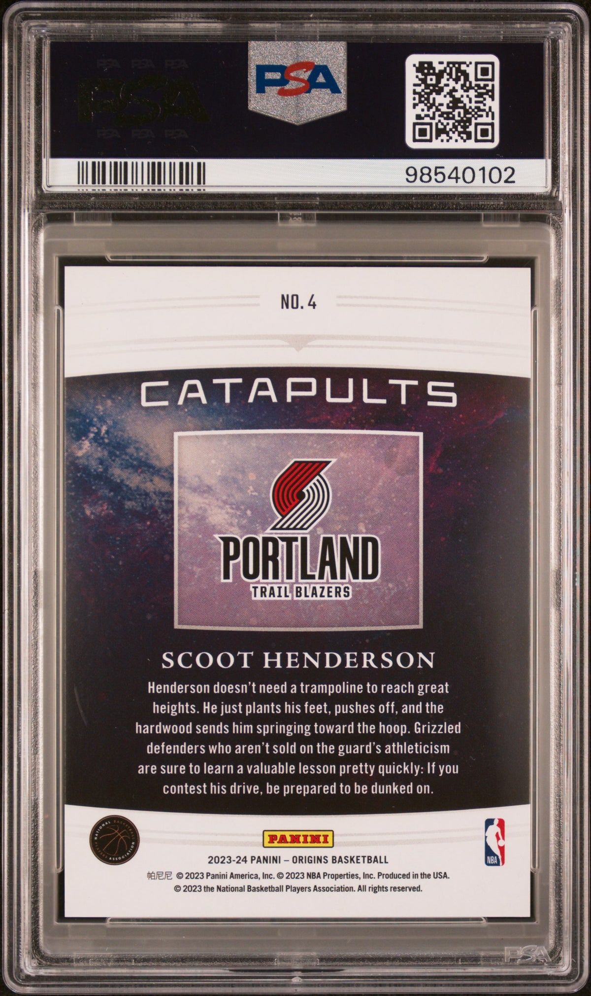 2023 Panini Origins Catapults Scoot Henderson #4 PSA 8