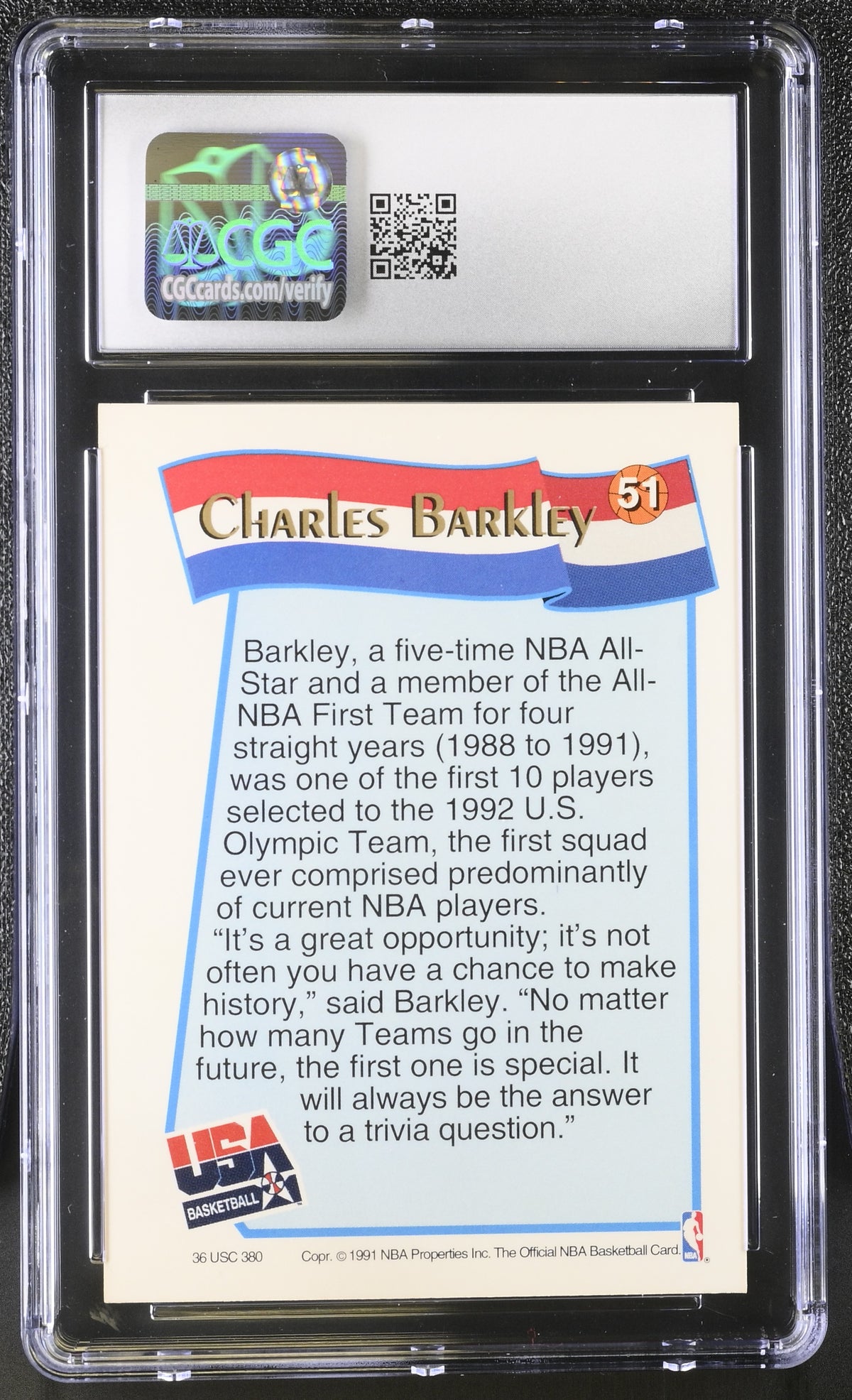 1991-92 Hoops Mcdonald's Charles Barkley USA #51 CGC 9 Phoenix Suns
