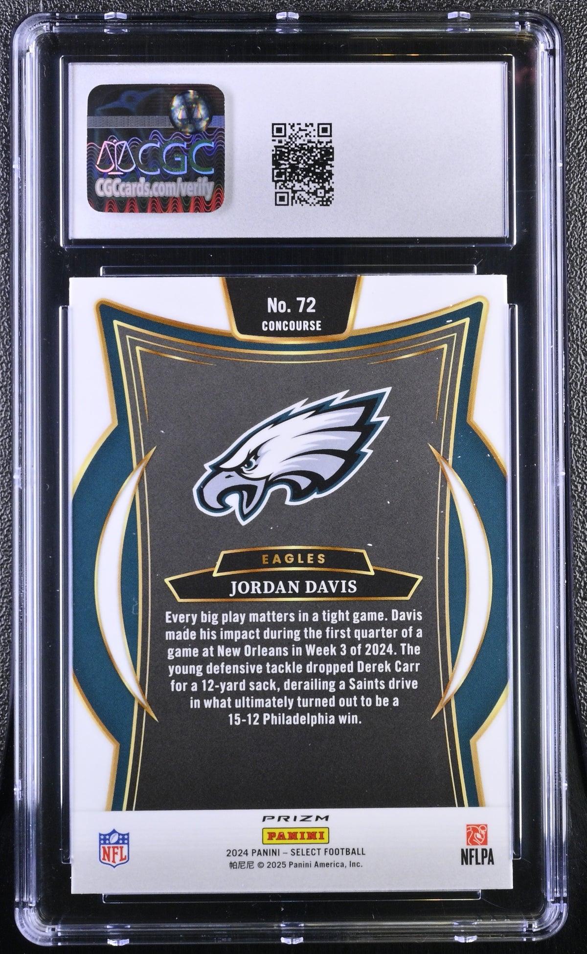 2024 Panini Select Jordan Davis Red & Blue Shock #72 CGC 9.5