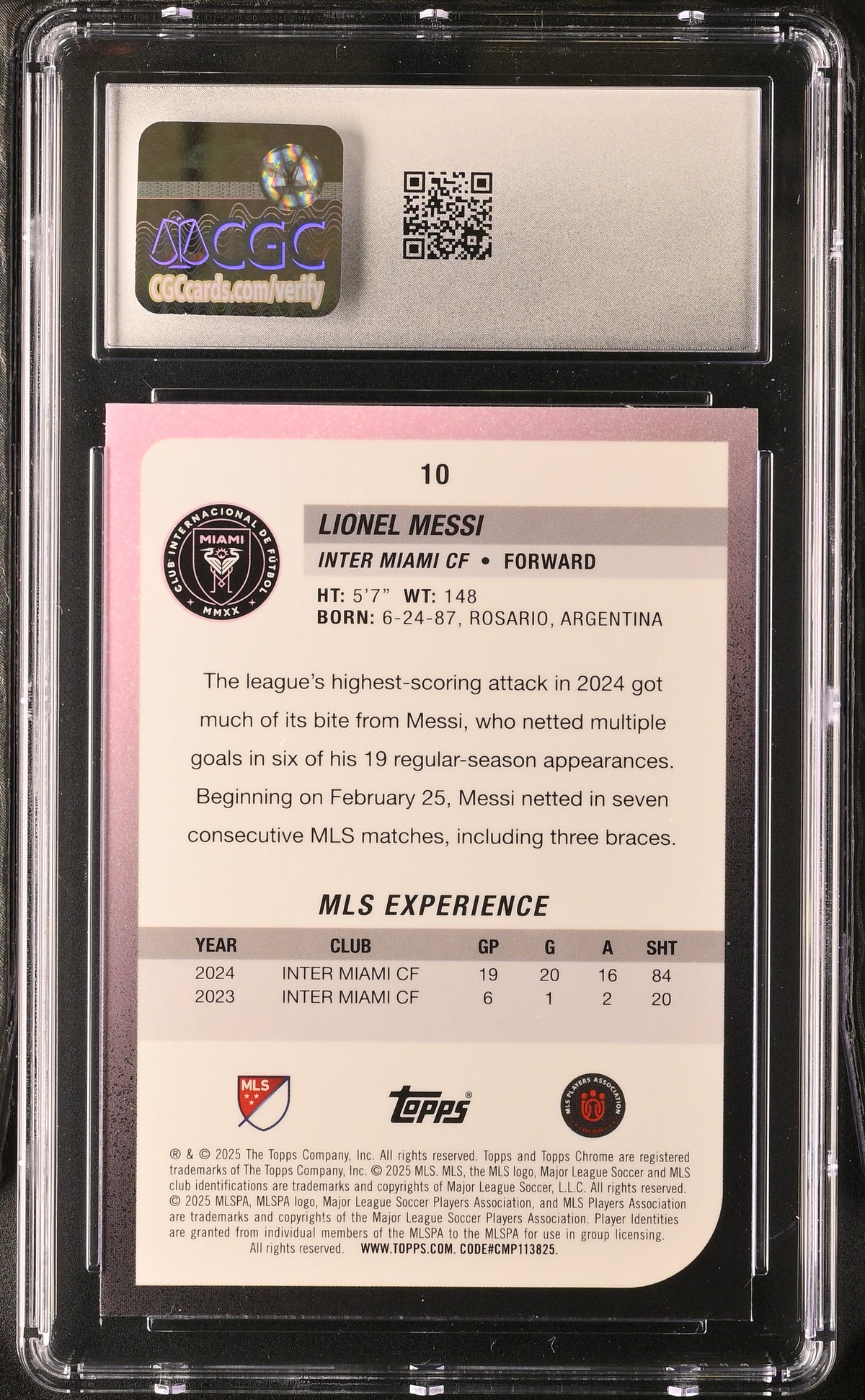 2025 Topps Chrome MLS Lionel Messi #10 CGC 10 Inter Miami CF