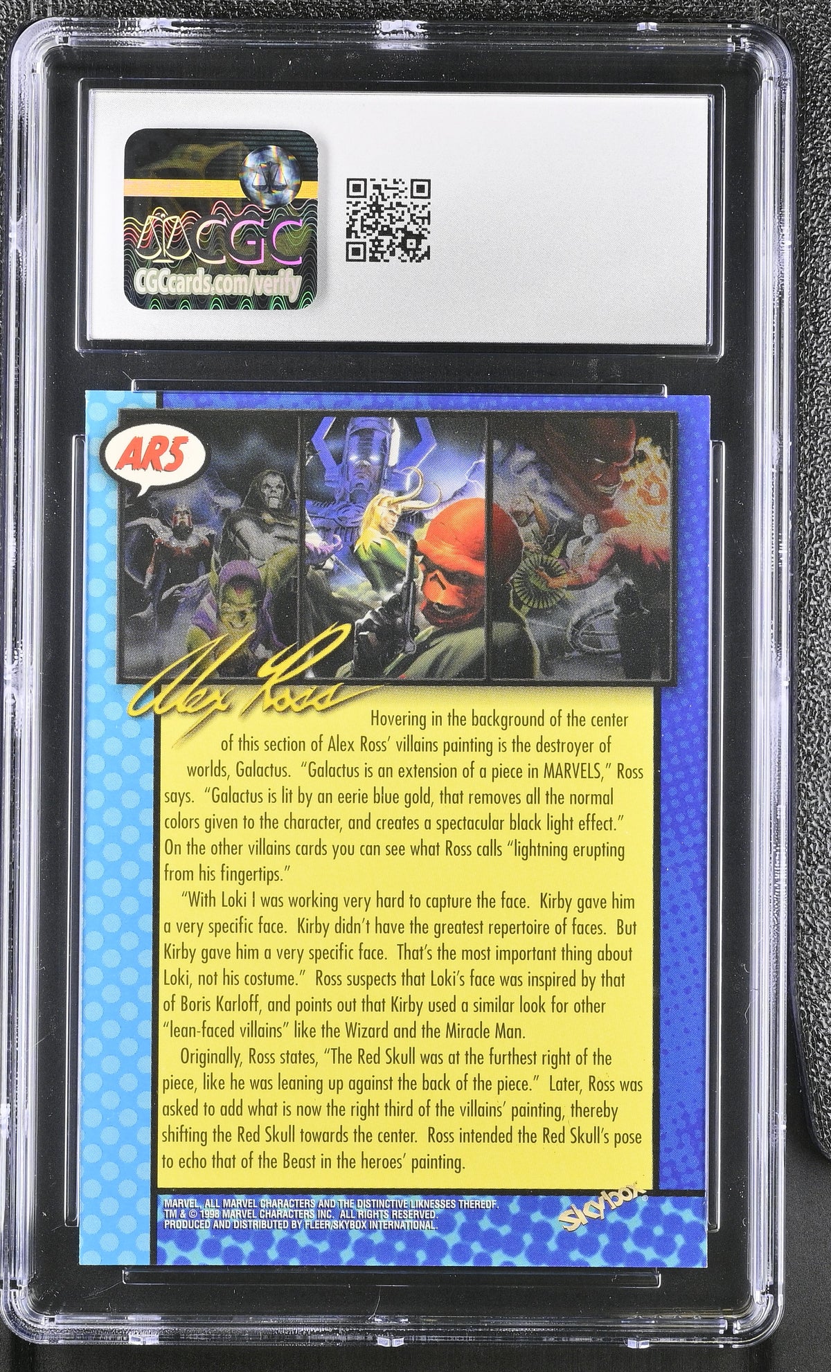 1998 Skybox Marvel: The Silver Age Villains 2 #AR5 Alex Ross Salutes CGC 10