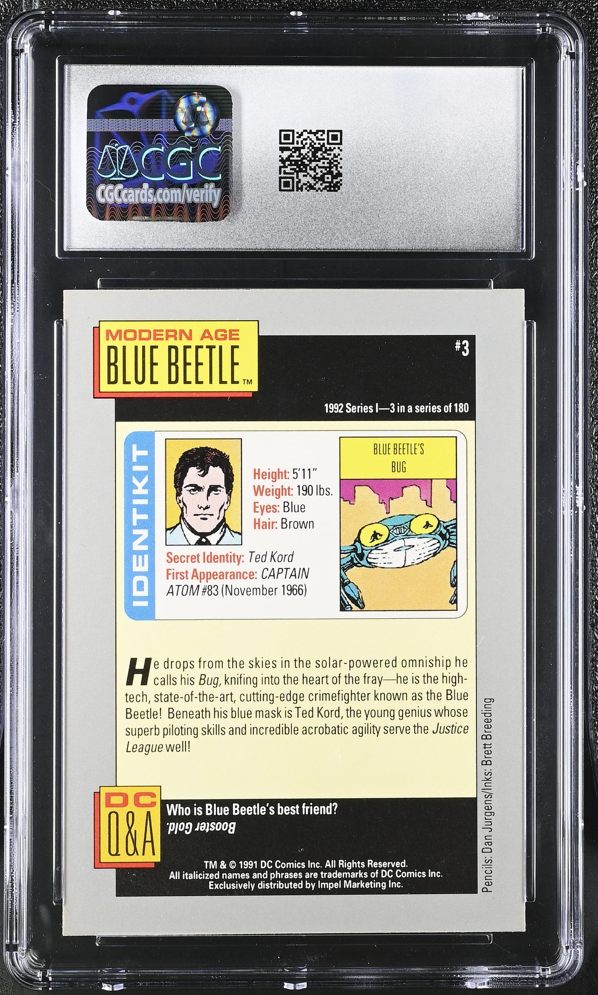 1992 Impel DC Cosmic Cards Blue Beetle's Bug #3 CGC 9.5