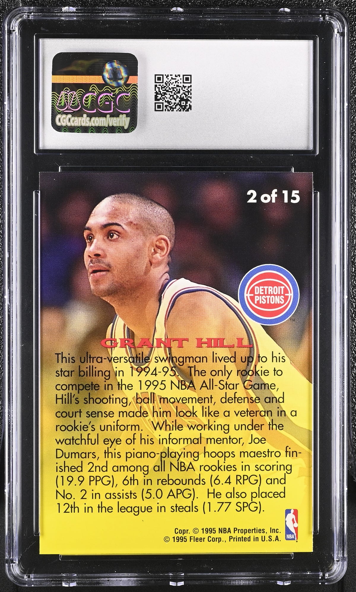 1995-96 Fleer Grant Hill Rookie Sensation #2 CGC 9.5 Detroit Pistons