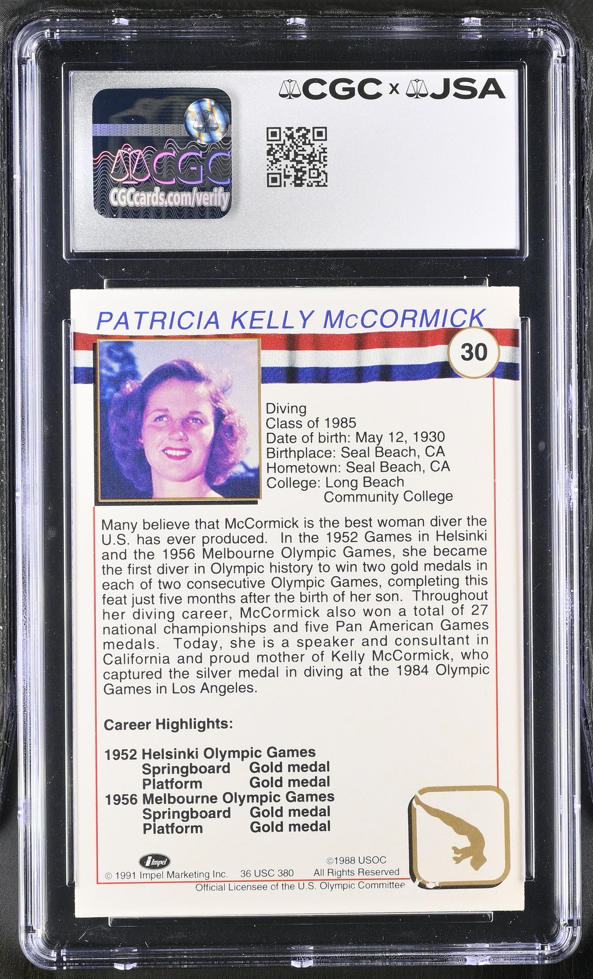 1991 Impel Patricia McCormick Auto Autograph #30 CGC Authentic