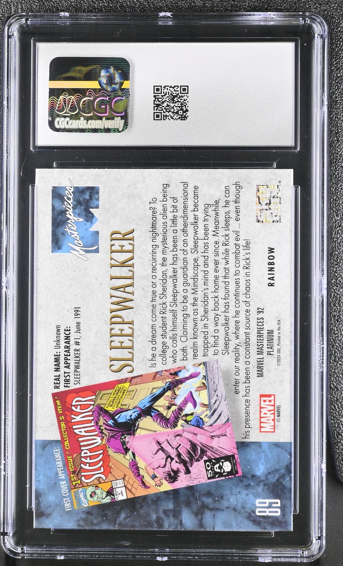 2024 Upper Deck Marvel Masterpieces '92 Sleepwalker #89 Rainbow CGC 10