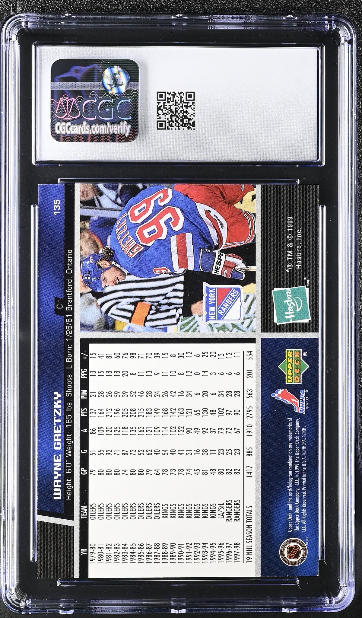 1999 Hasbro Starting Lineup Wayne Gretzky #135 CGC 9 New York Rangers