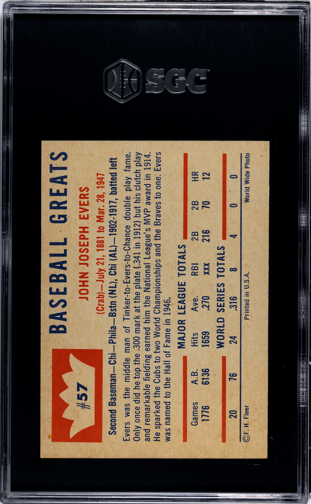 1960 Fleer Johnny Evers #57 SGC A