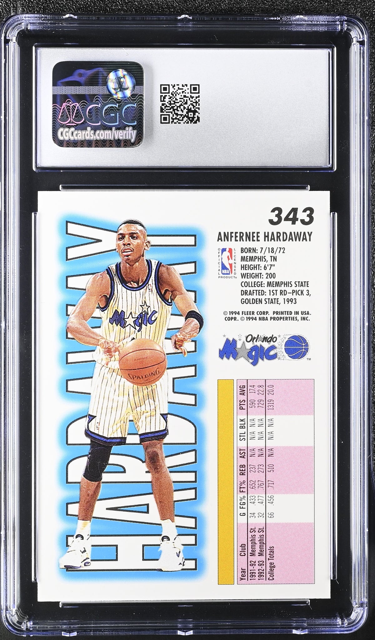 1993-94 Fleer Anfernee Hardaway #343 CGC 9.5
