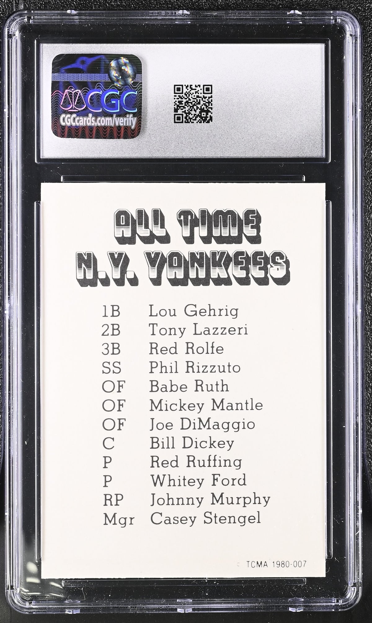 1980 Tcma All-Time New York Yankees Joe DiMaggio #007 CGC 9 New York Yankees