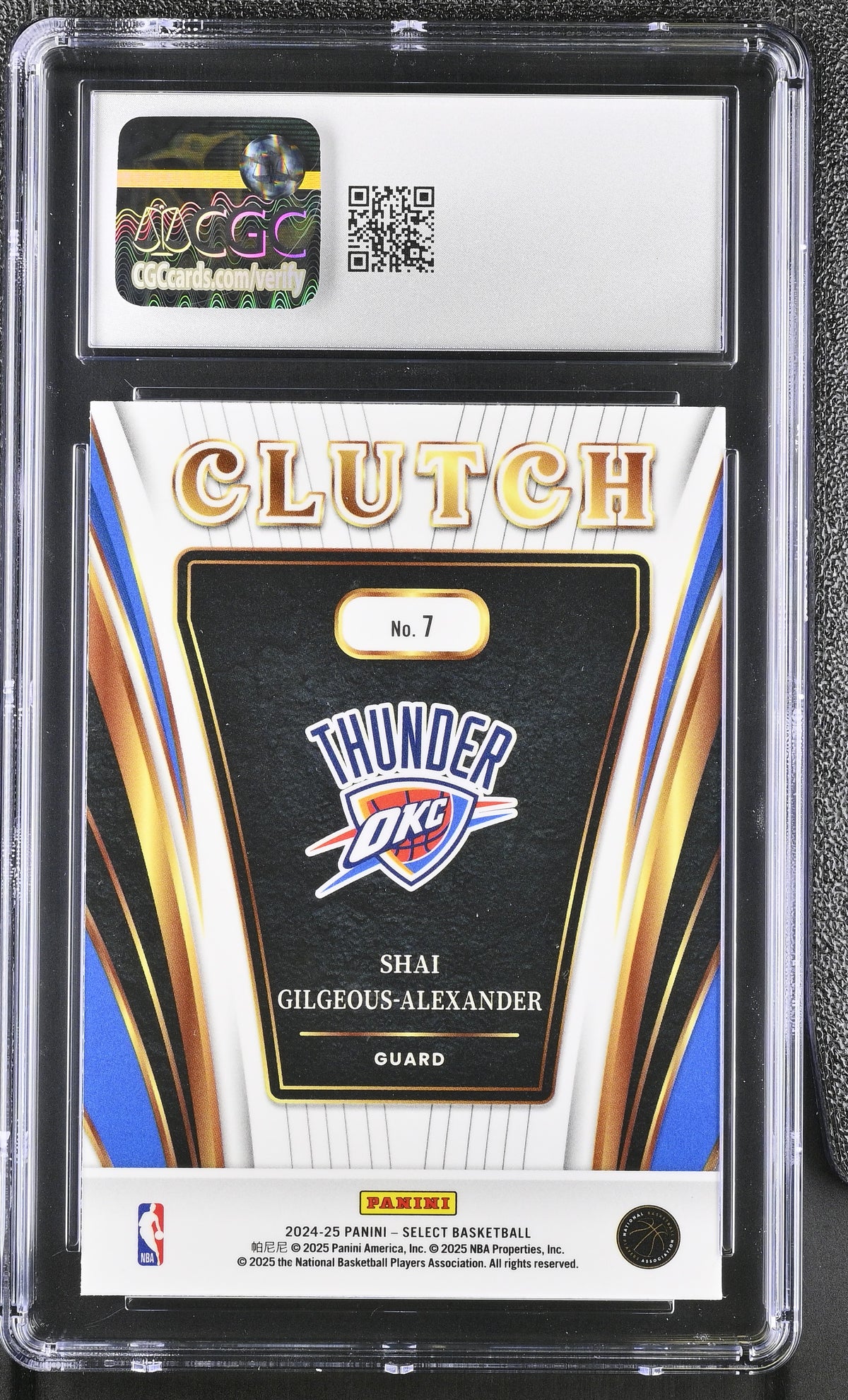 2024-25 Panini Select Shai Gilgeous-Alexander Clutch #7 CGC 10 Thunder