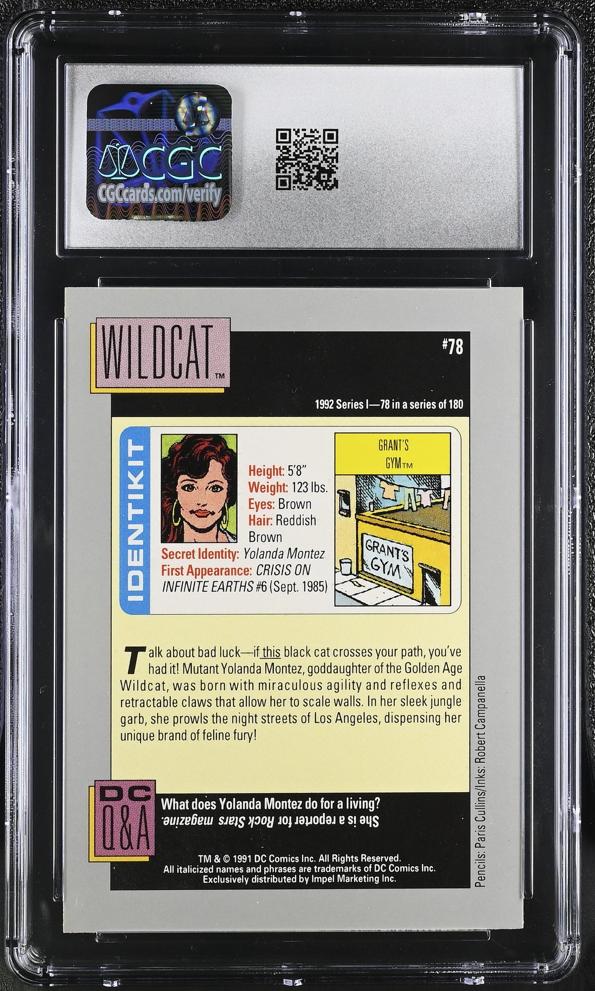 1992 Impel DC Cosmic Cards Grant's Gym #78 Wildcat CGC 9.5