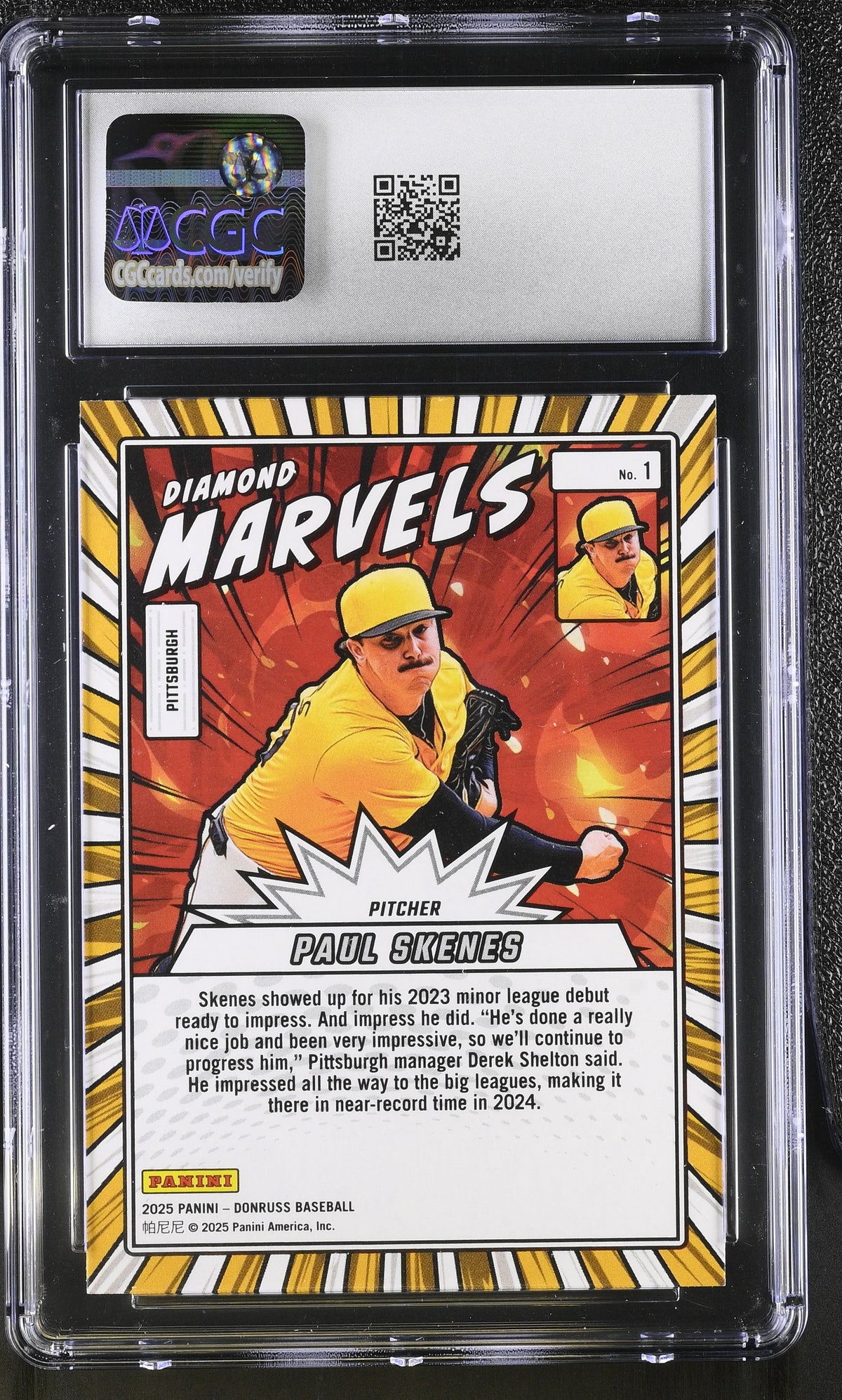 2025 Donruss Paul Skenes Diamond Marvels #1 CGC 10 Pittsburgh Pirates