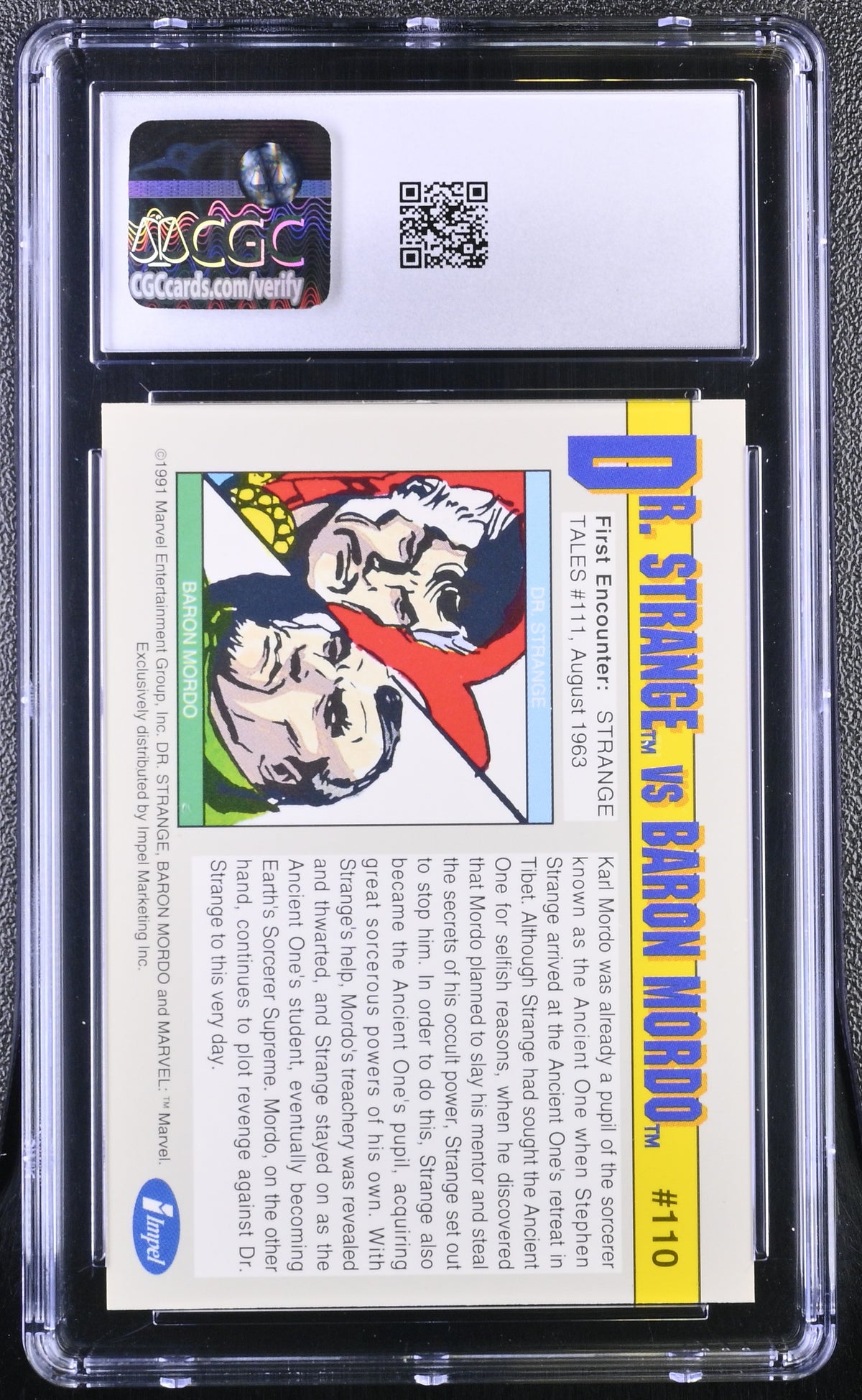 1991 Impel Marvel Universe Dr. Strange Vs. Baron Mordo #110 Arch-Enemies CGC 9.5