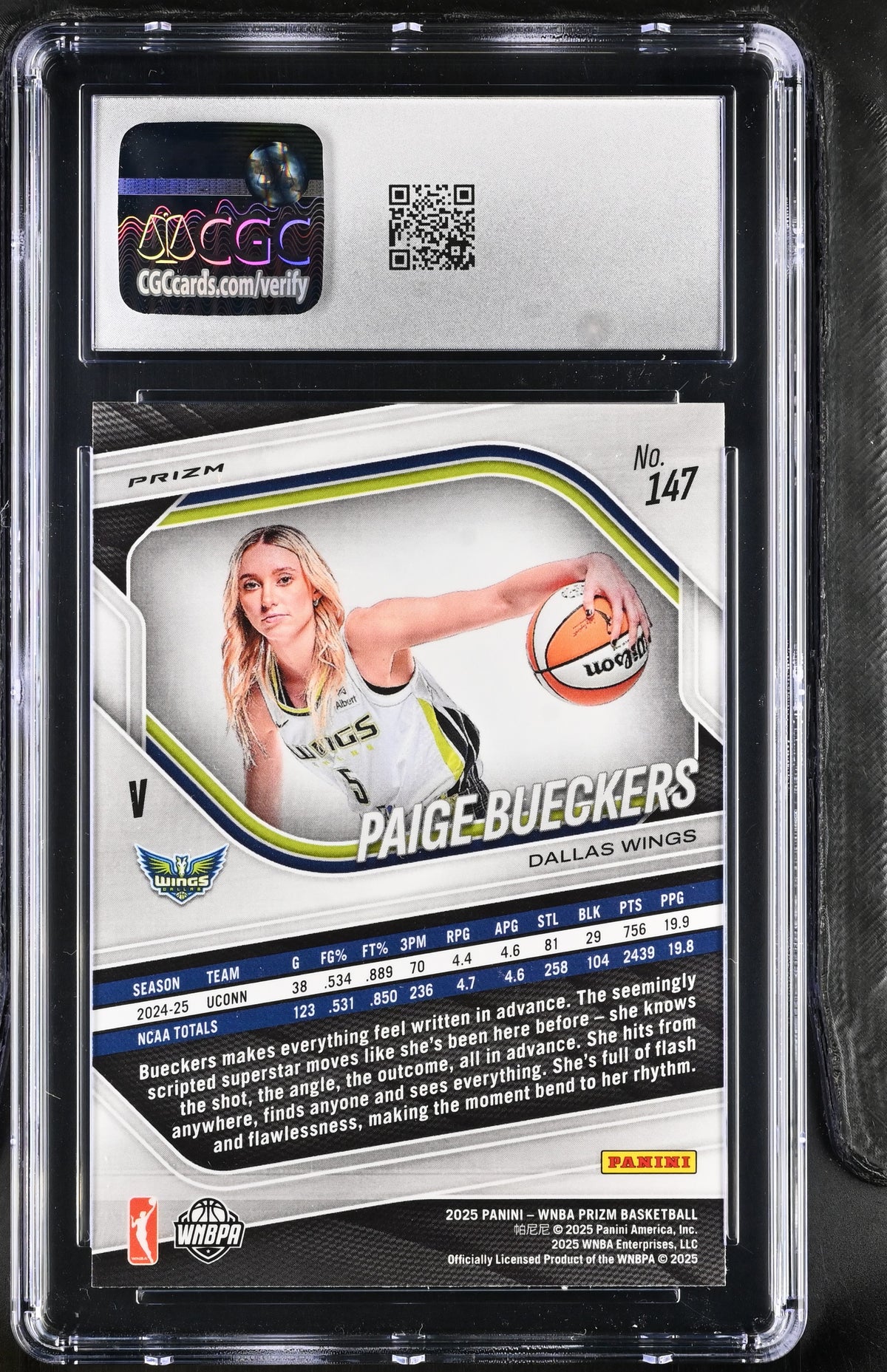 2025 Panini Prizm WNBA Paige Bueckers Silver Rookie #147 CGC 9.5 Dallas Wings