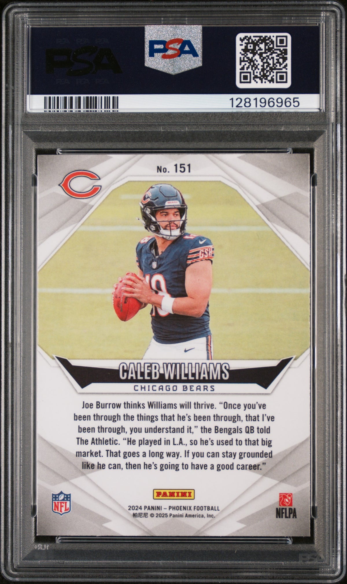 2024 Panini Phoenix Caleb Williams Lazer Rookie #151 PSA 10 Chicago Bears