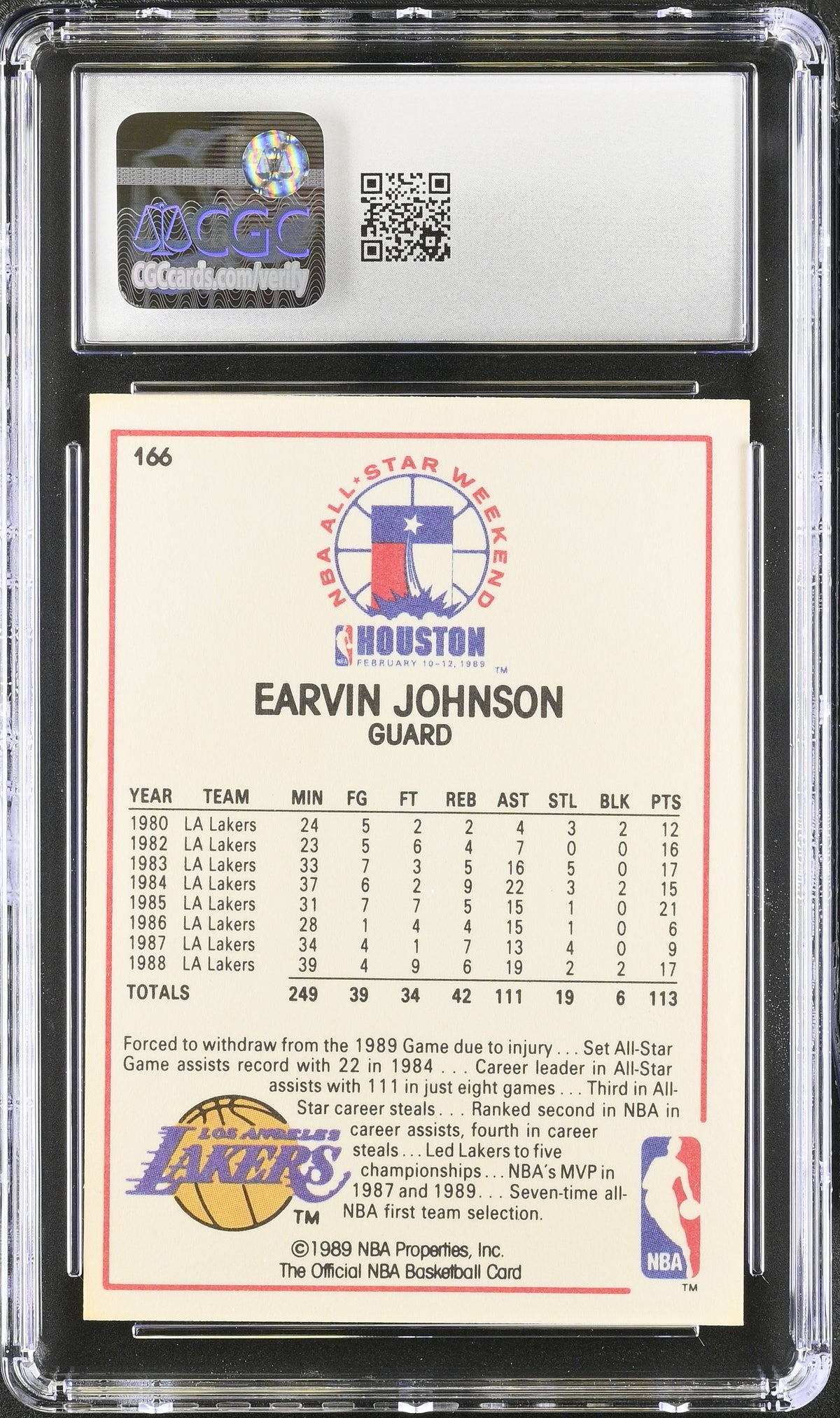 1989-90 Hoops Magic Johnson All-Star #166 CGC 9 Los Angeles Lakers