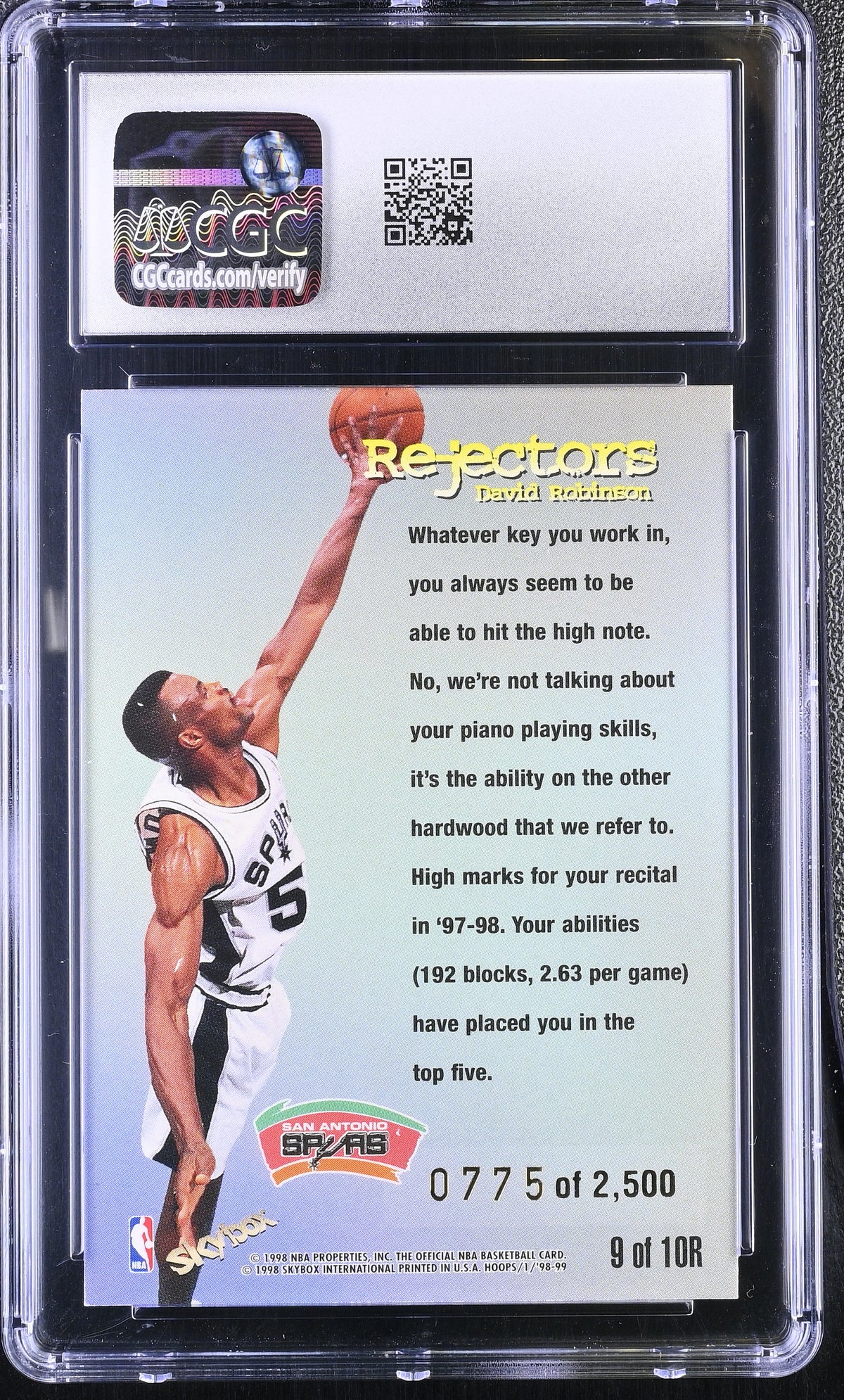 1998-99 Hoops David Robinson Rejectors #9R CGC 8.5 San Antonio Spurs