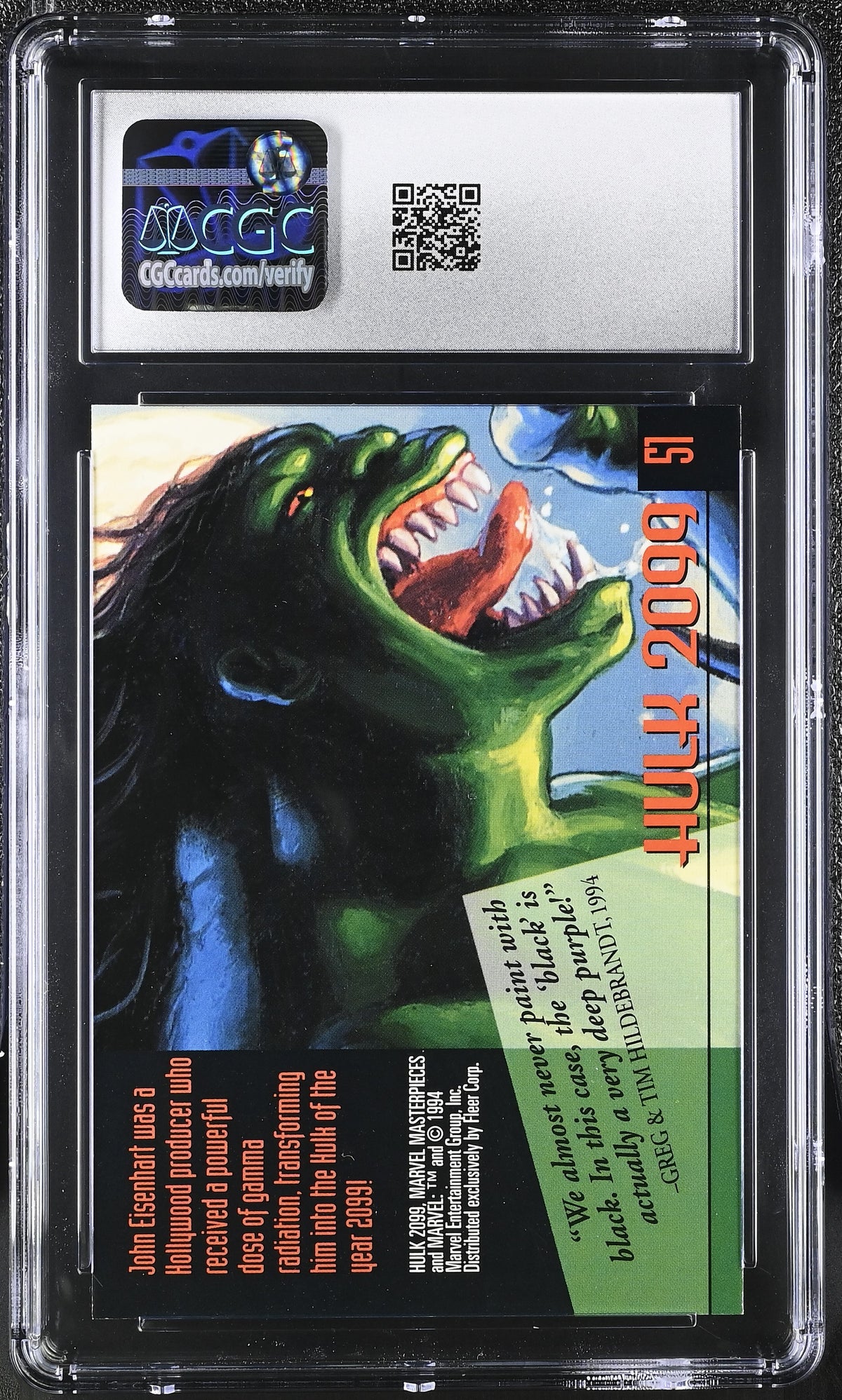 1994 Fleer Marvel Masterpieces Hulk 2099 #51 CGC 9.5