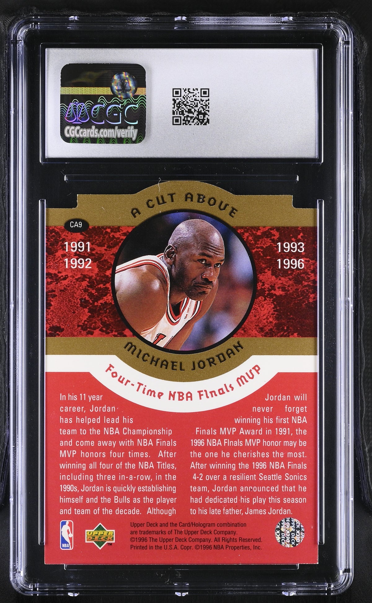1996-97 Collector's Choice Michael Jordan A Cut Above #CA9 CGC 9 Chicago Bulls