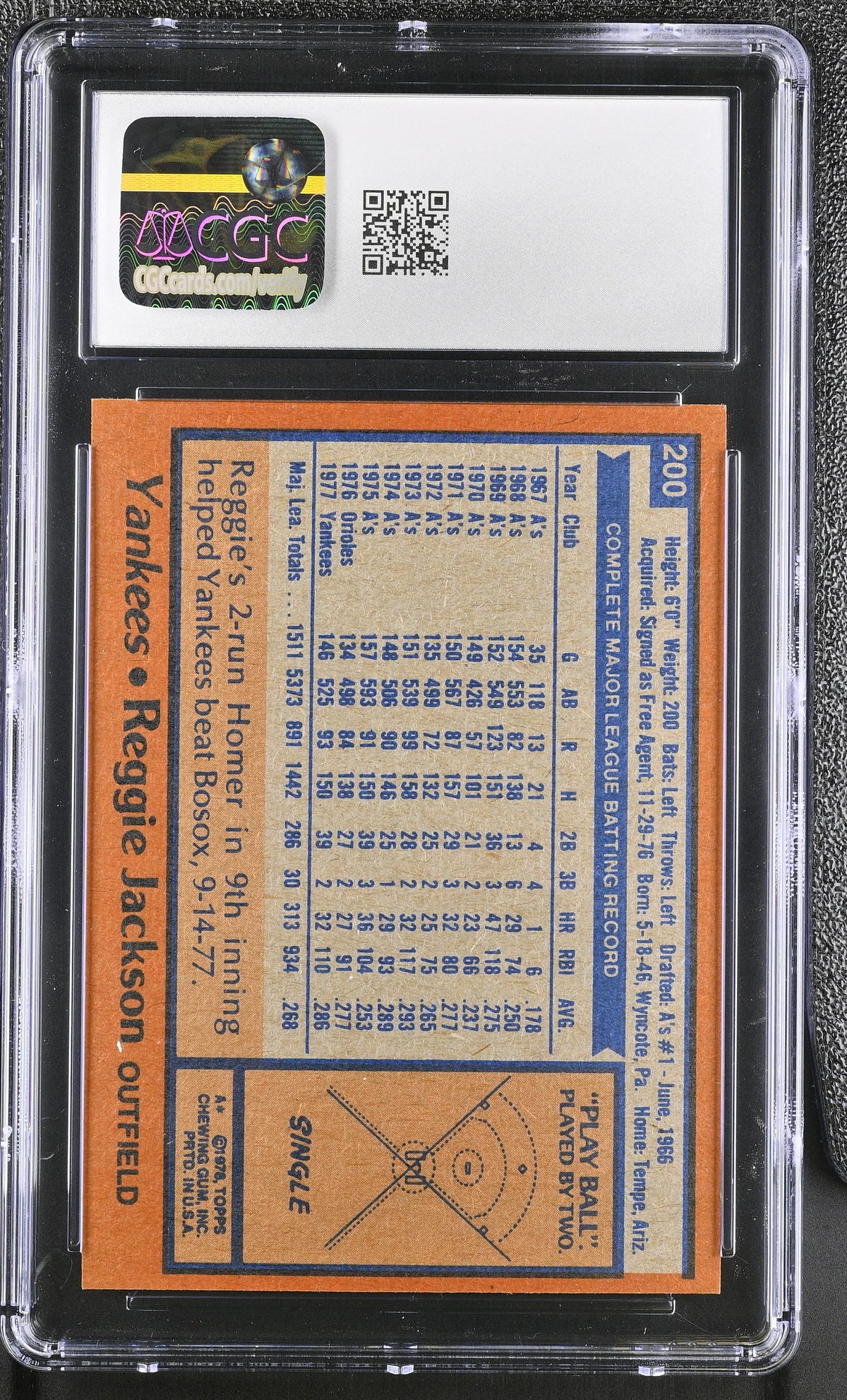 1978 Topps Reggie Jackson All Star #200 CGC 7 New York Yankees