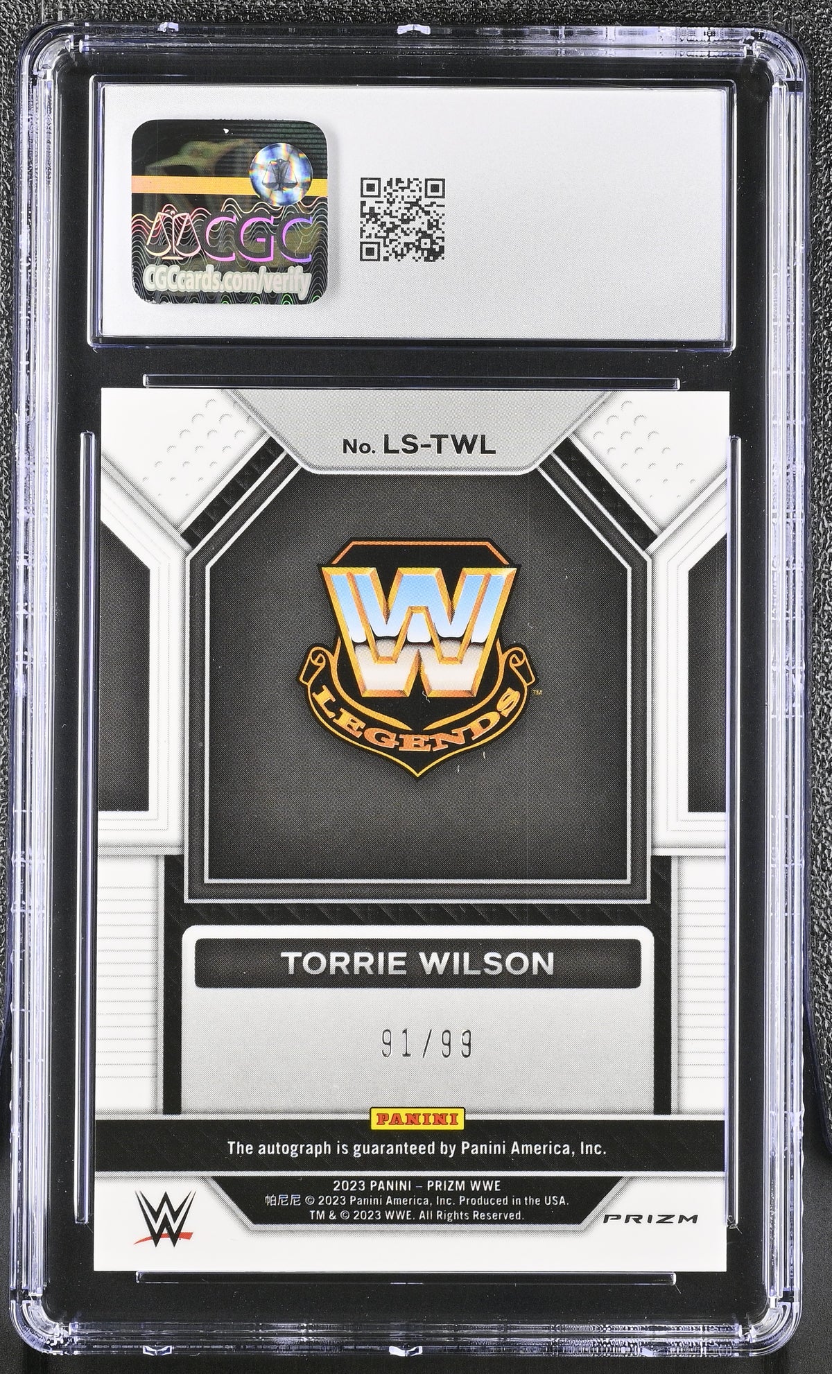2023 Panini Prizm WWE Torrie Wilson Red /99 Legendary Signatures #LS-TWL CGC 9