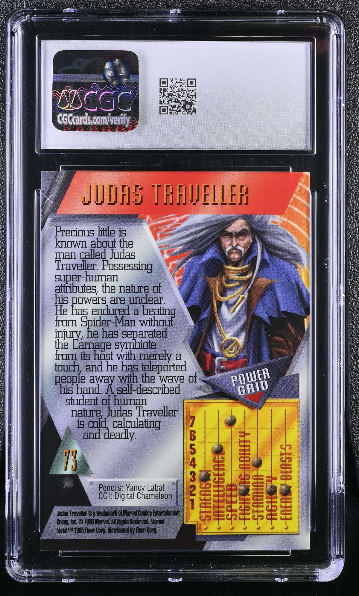 1995 Fleer Marvel Metal Inaugural Edition Judas Traveller #73 CGC 9.5