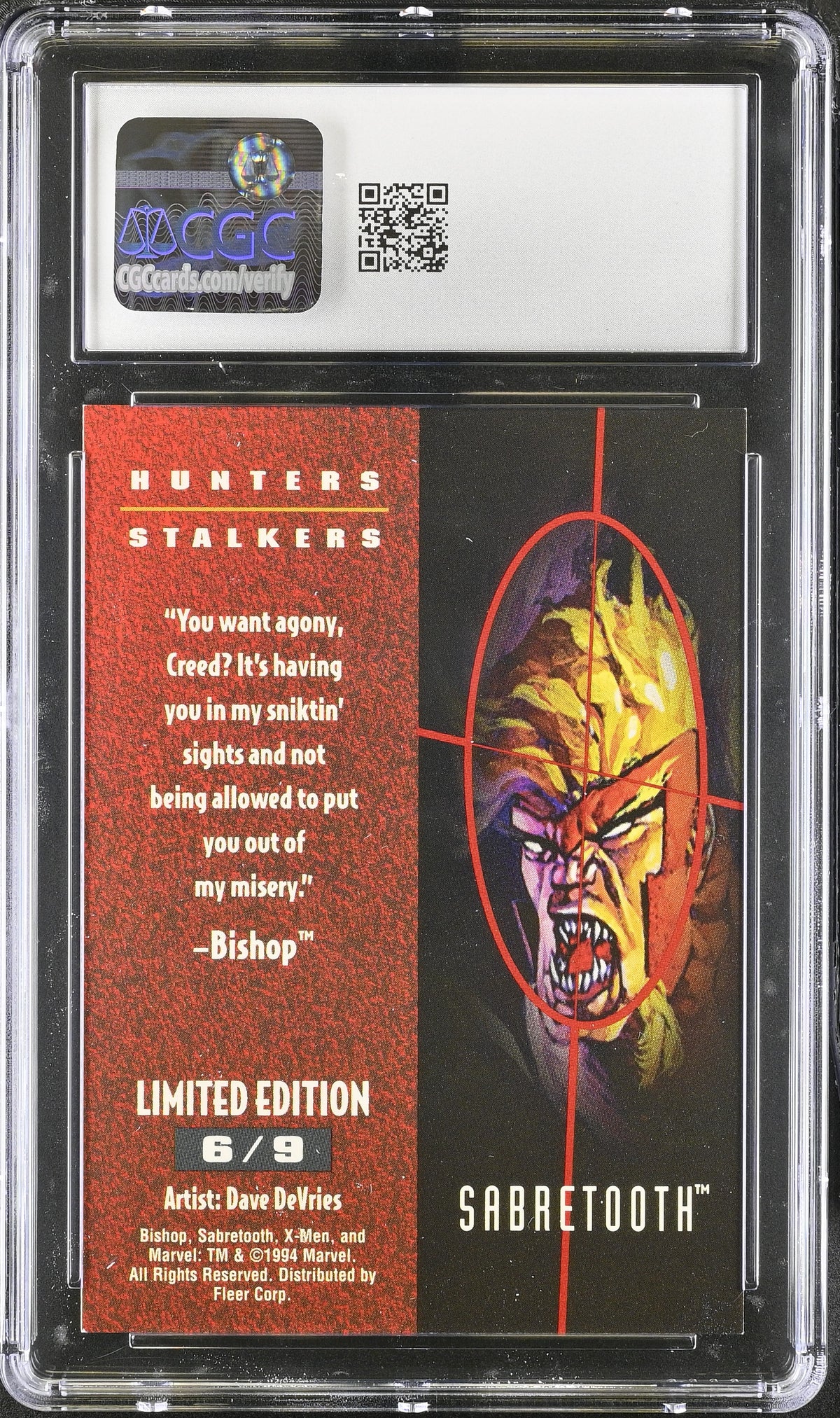 1994 Fleer Ultra X-Men '95 Sabretooth #6/9 Hunters & Stalkers Rainbow CGC 9