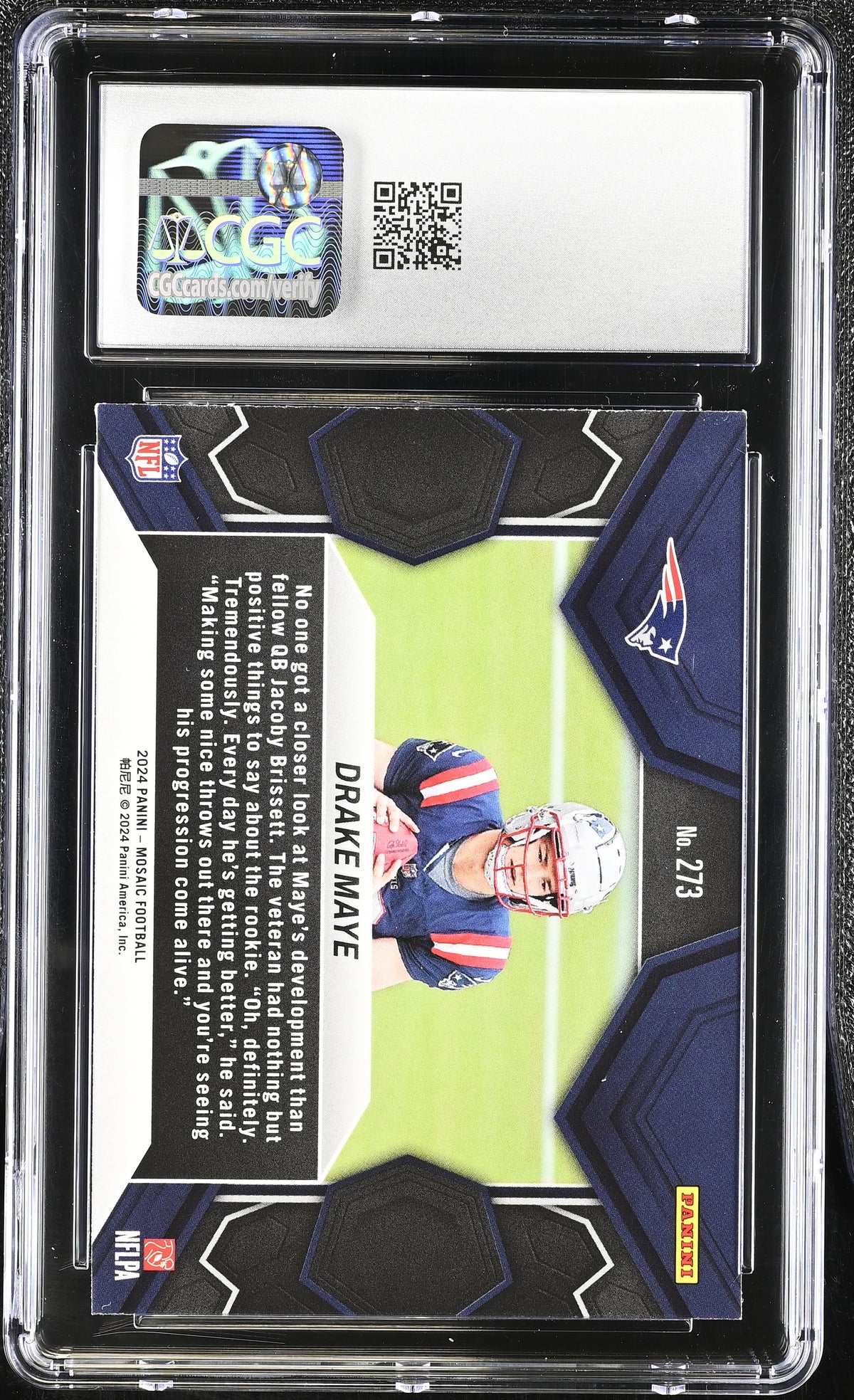 2024 Panini Mosaic Drake Maye Rookie #273 CGC 10 New England Patriots
