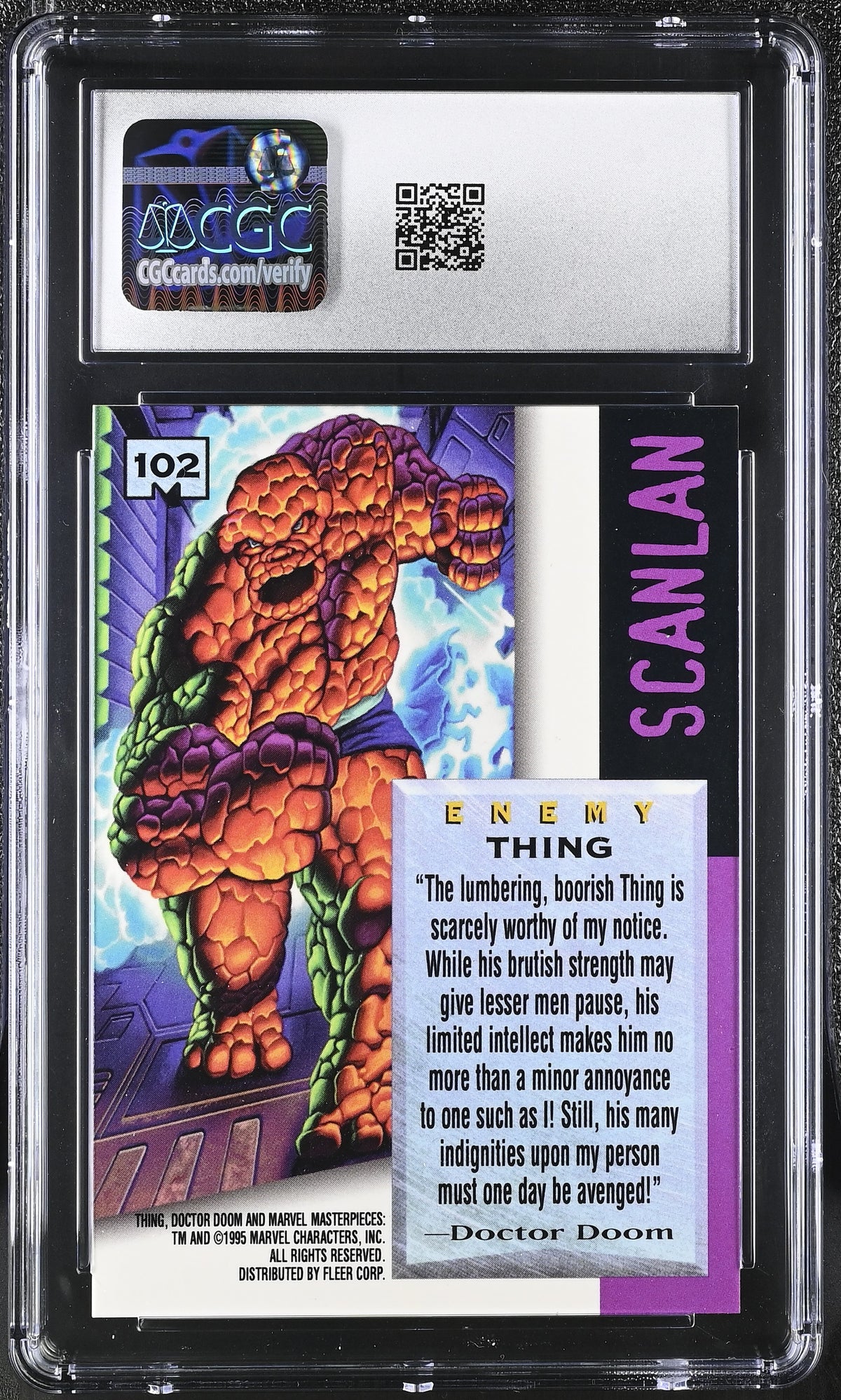 1995 Fleer Marvel Masterpieces Thing #102 Emotion Signature Series CGC 9.5