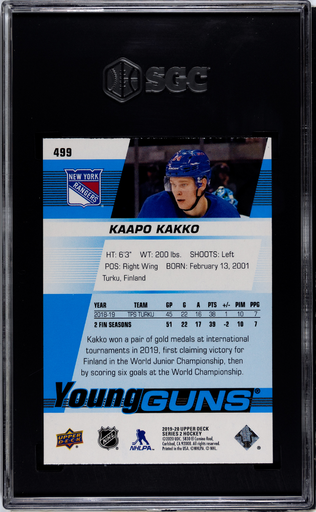 2019 Upper Deck Kaapo Kakko #499 SGC 9.5