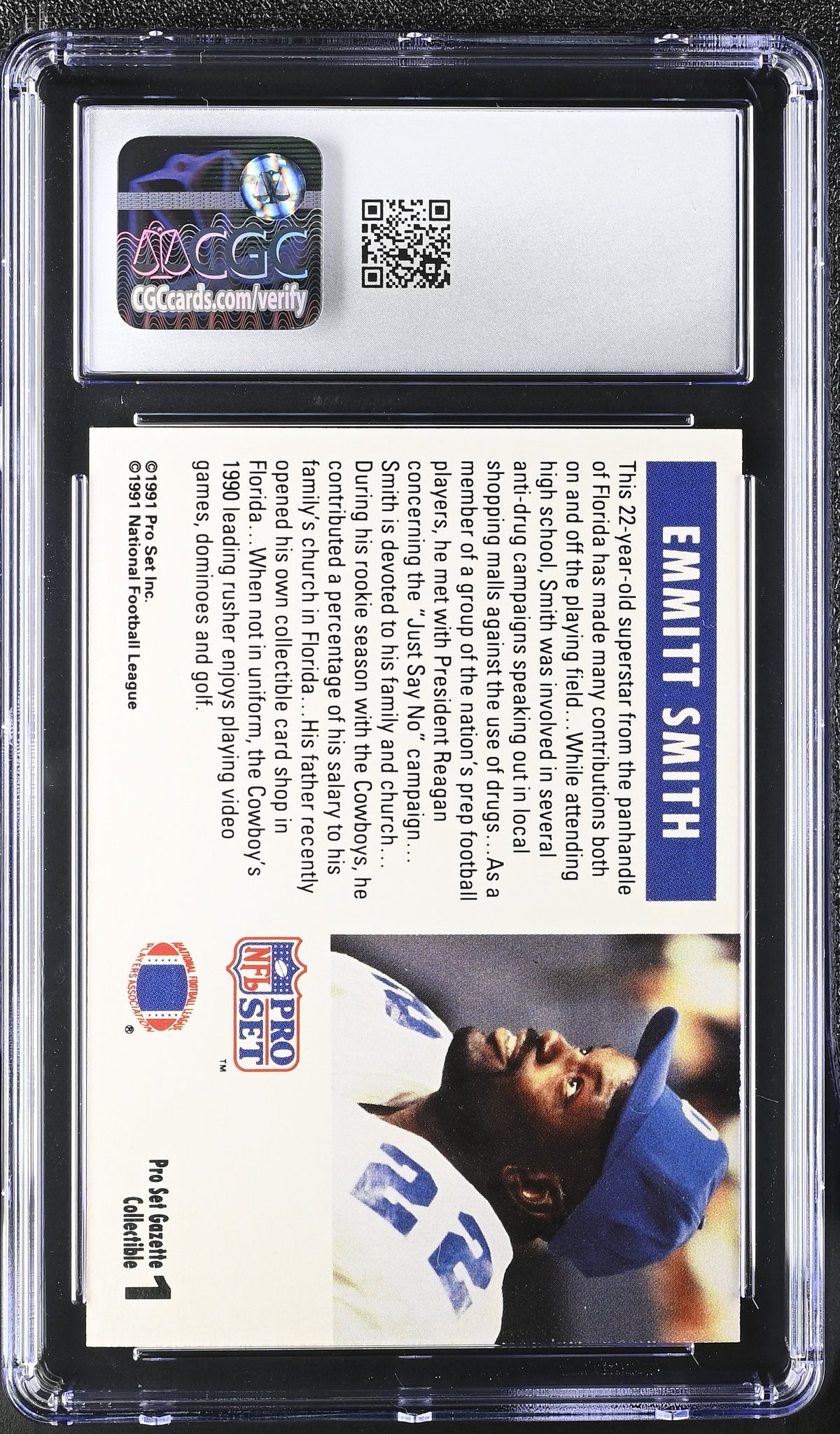 1991 Pro Set Promos Emmitt Smith Gazette #1 CGC 9 Dallas Cowboys