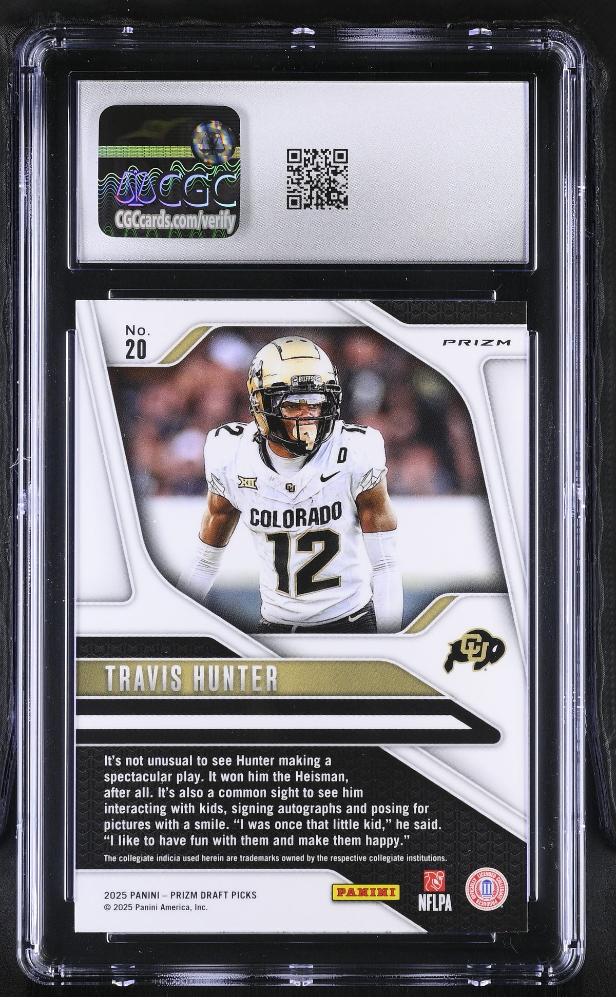 2025 Panini Prizm Draft Picks Travis Hunter Gold Ice Rookie #20 CGC 9.5 Colorado