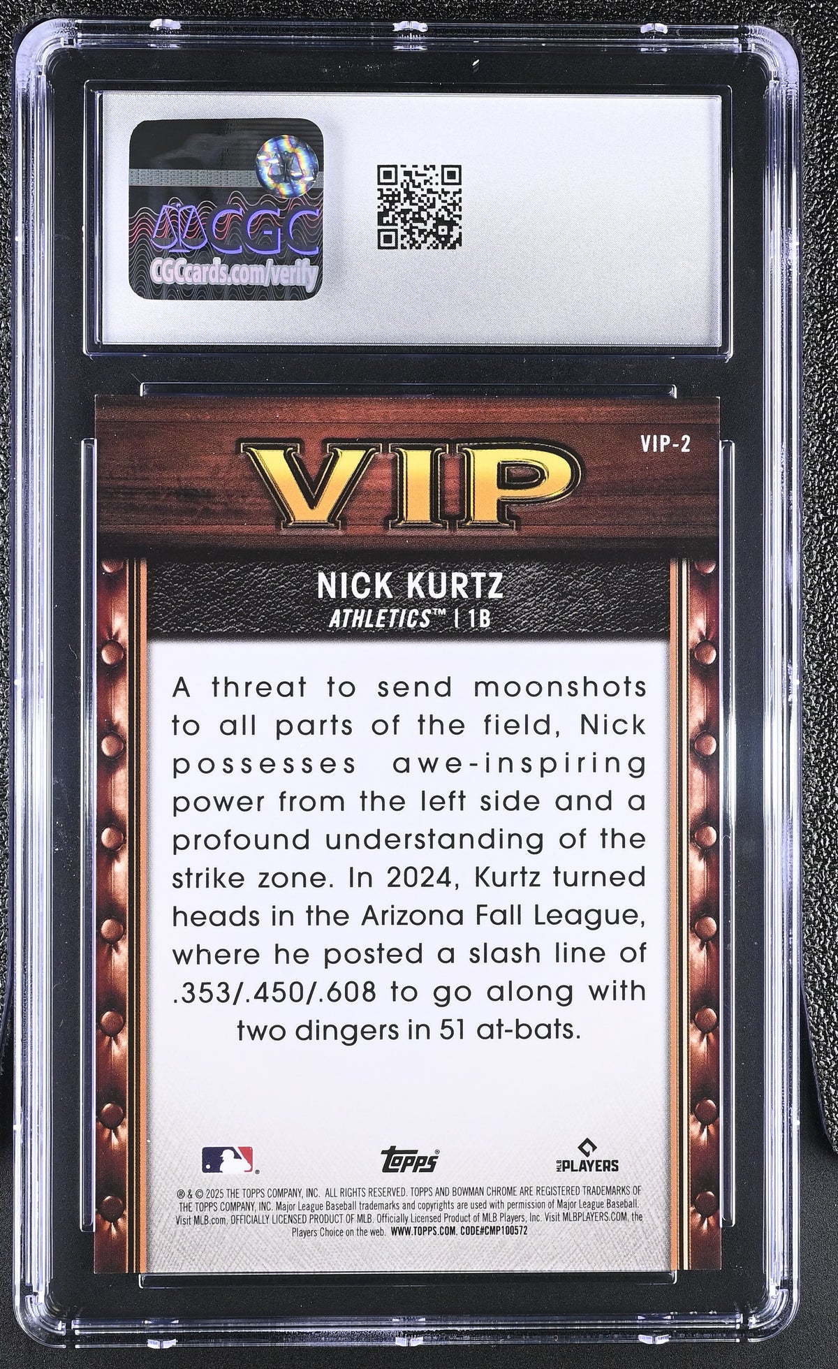 2025 Bowman Nick Kurtz Mini-Diamond Very Important Prospects #VIP-2 CGC 10