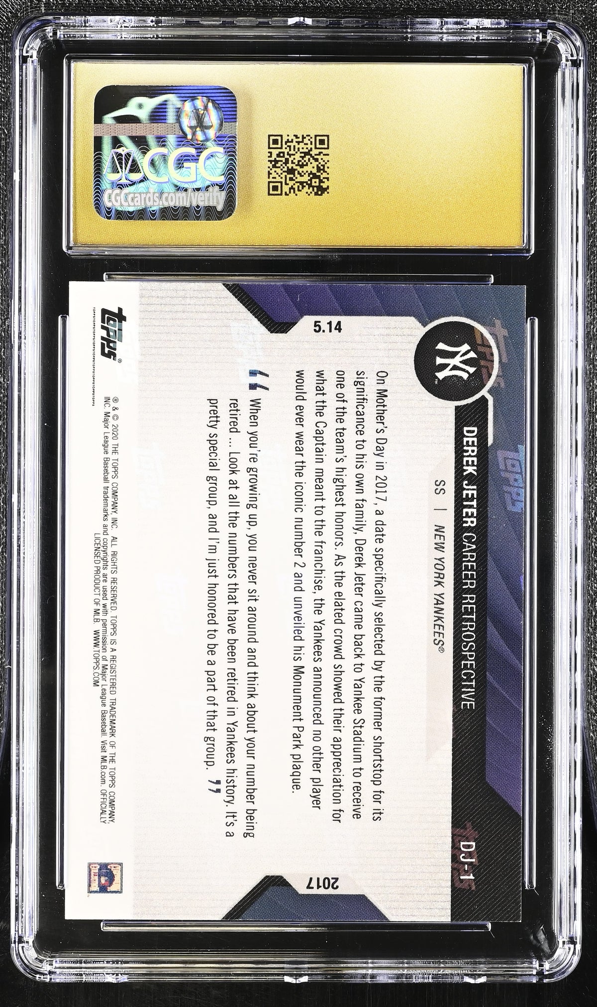 2020 Topps Now Chrome Derek Jeter Career Retrospective #DJ-1 CGC 10 Pristine