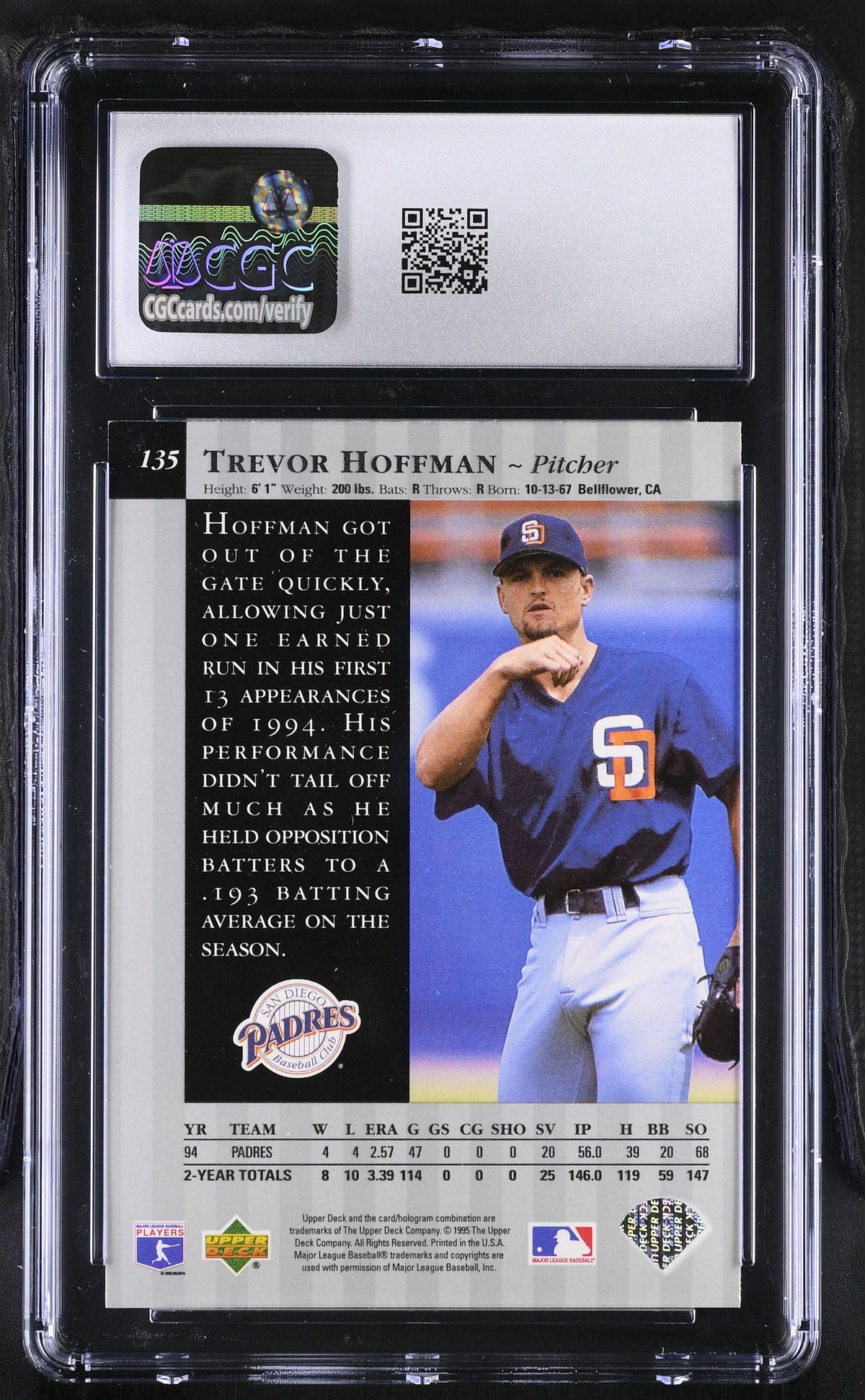 1995 Upper Deck Special Edition Trevor Hoffman Rookie #135 CGC 9 Padres