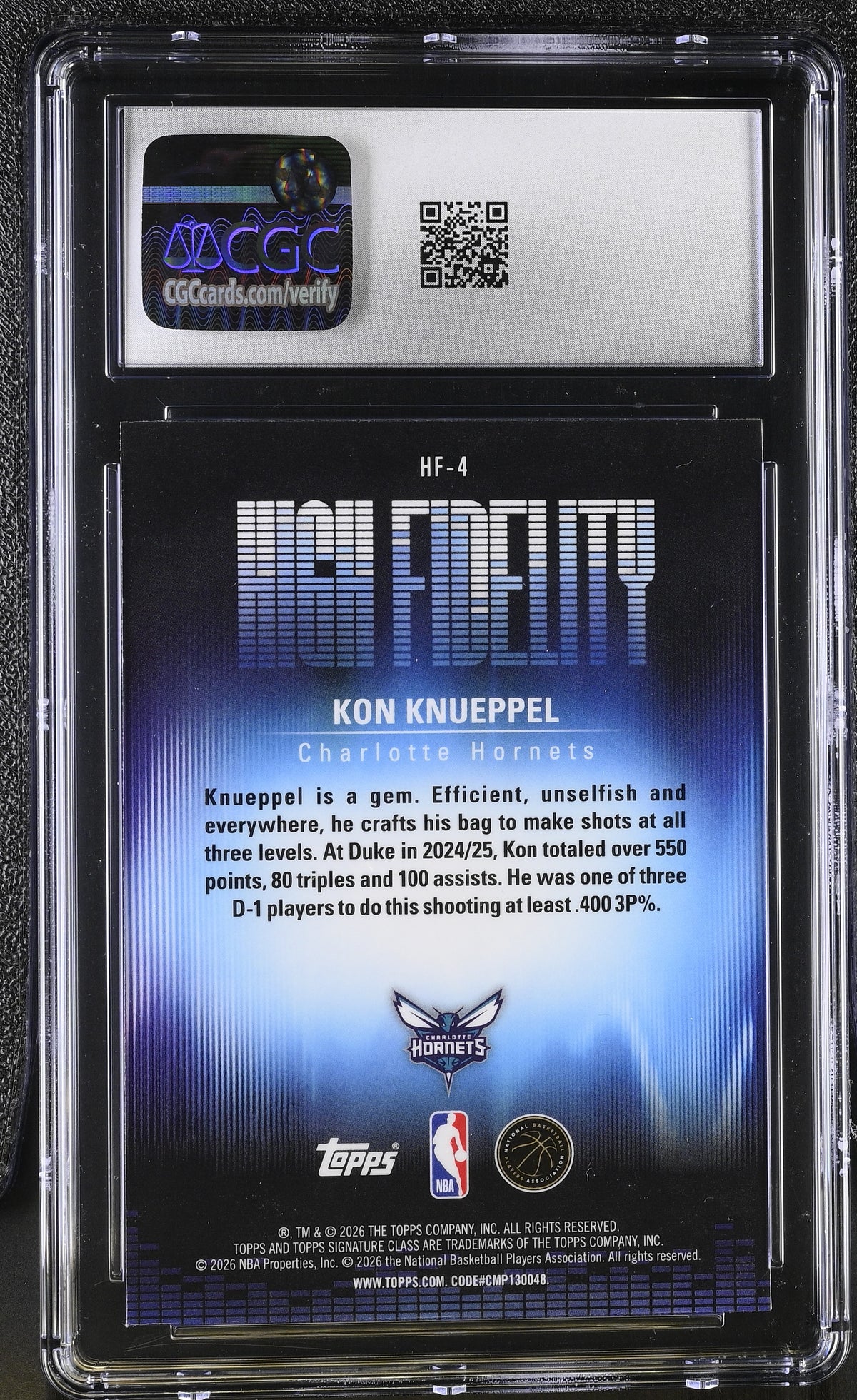 2025-26 Topps Signature Class Kon Knueppel Rookie High Fidelity #HF-4 CGC 9.5