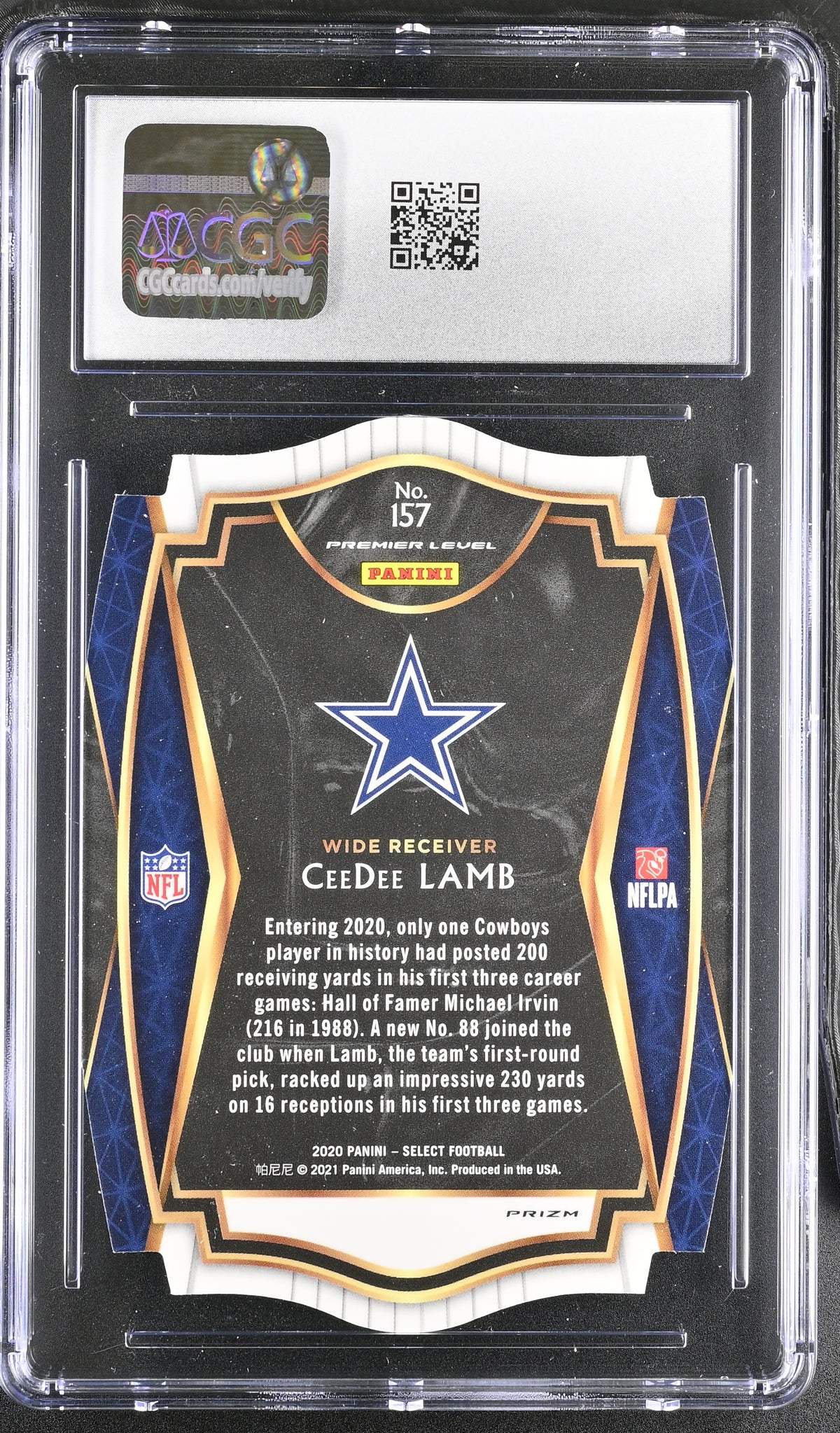 2020 Panini Select CeeDee Lamb Neon Green Die-Cut Rookie #157 CGC 10 Cowboys